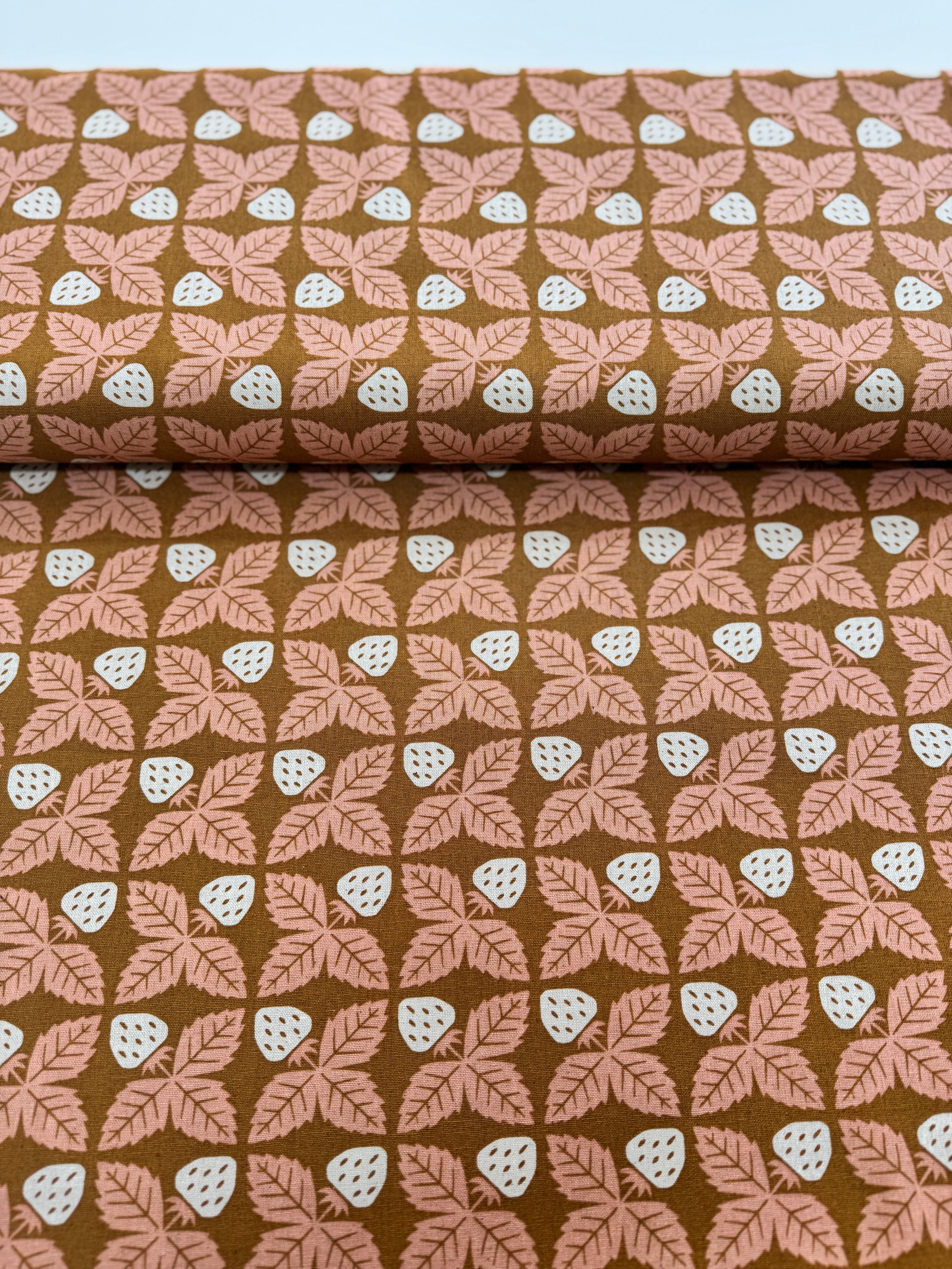 Along the Fields - Strawberry Midsummer Gold Canvas Yardage