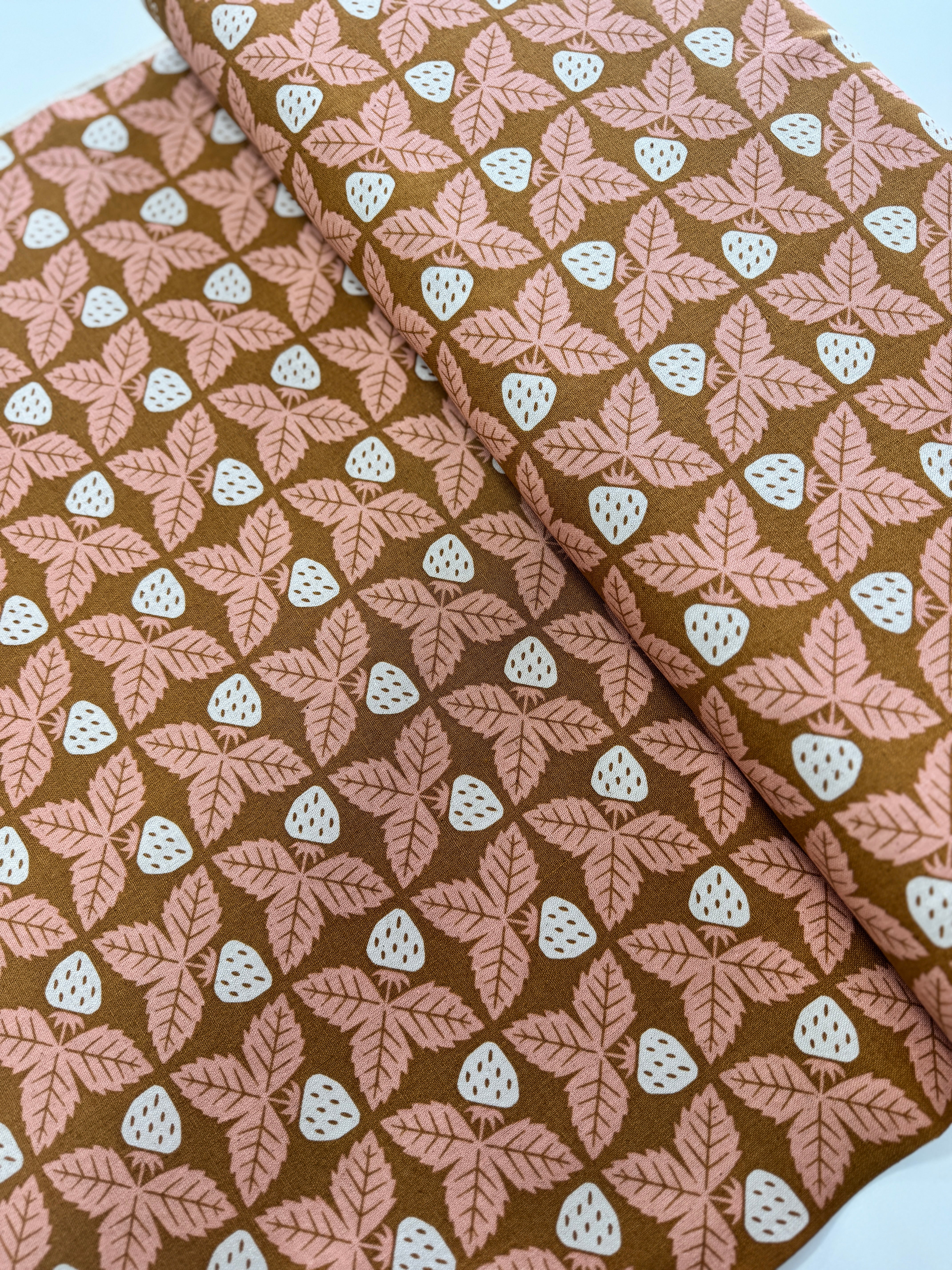 Along the Fields - Strawberry Midsummer Gold Canvas Yardage