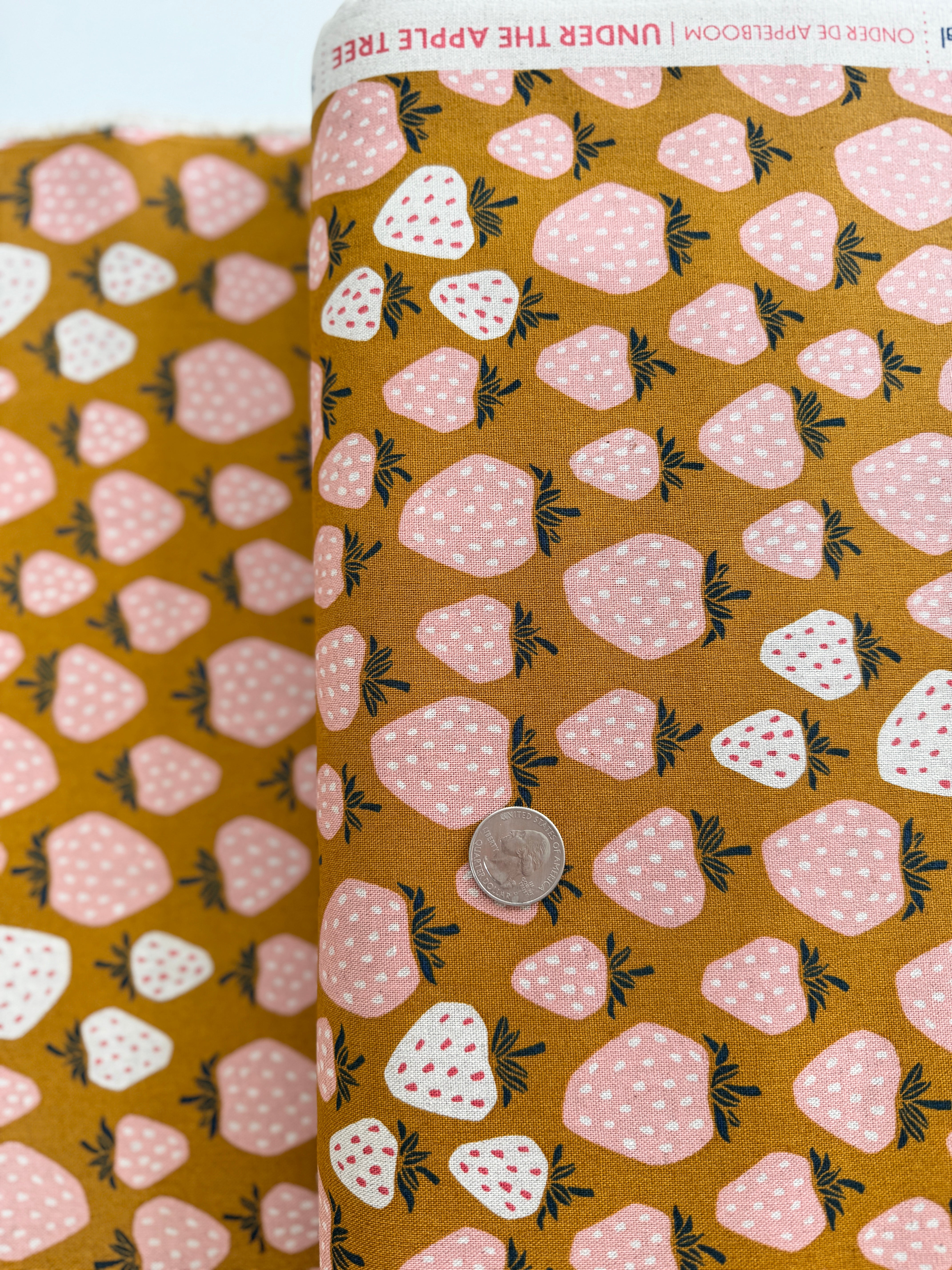 Under the Apple Tree - Queen of Berries - Summer Sunset Unbleached Canvas Yardage