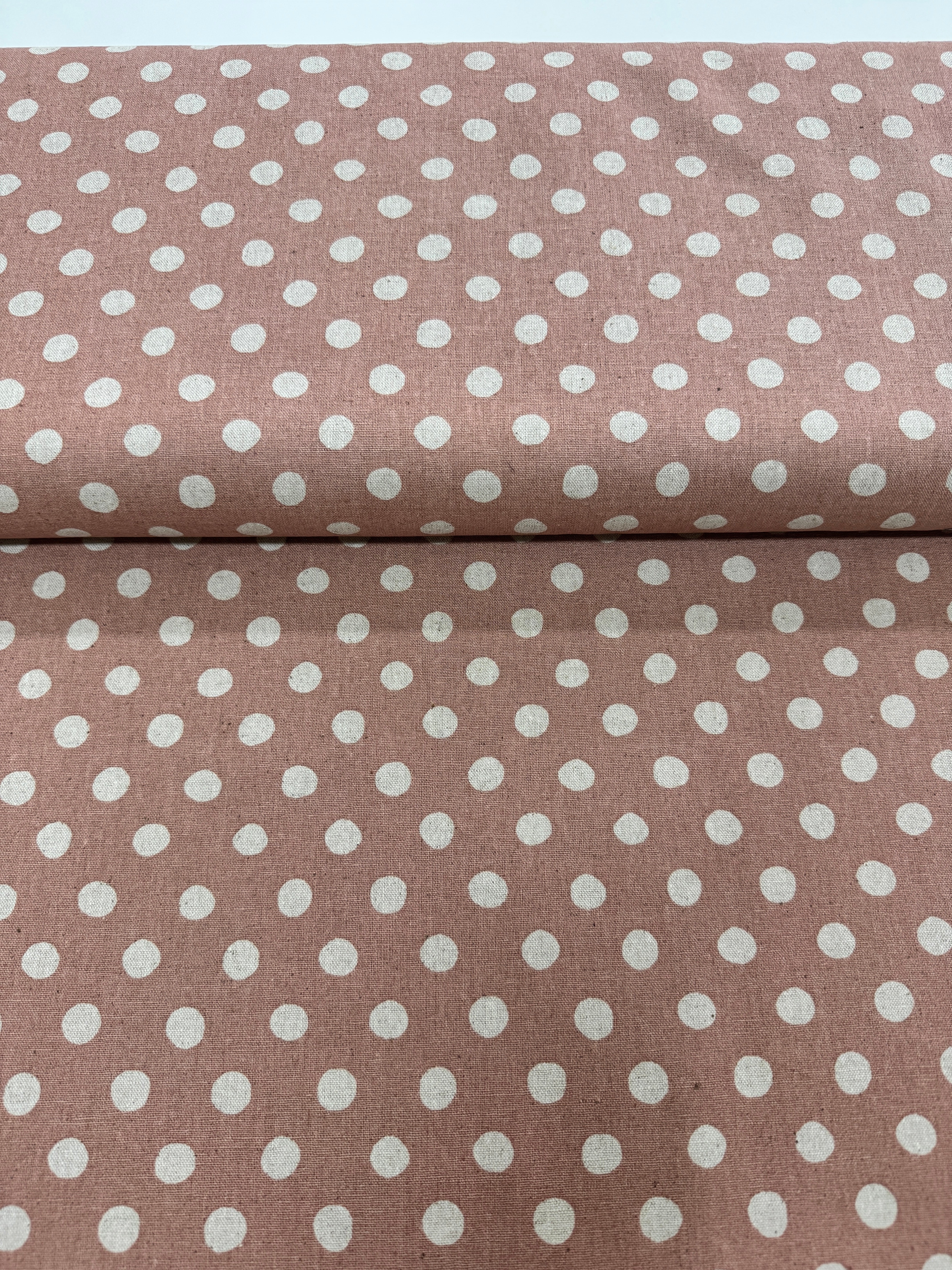 Sevenberry Canvas Natural Dots - Medium Dots Blush Yardage