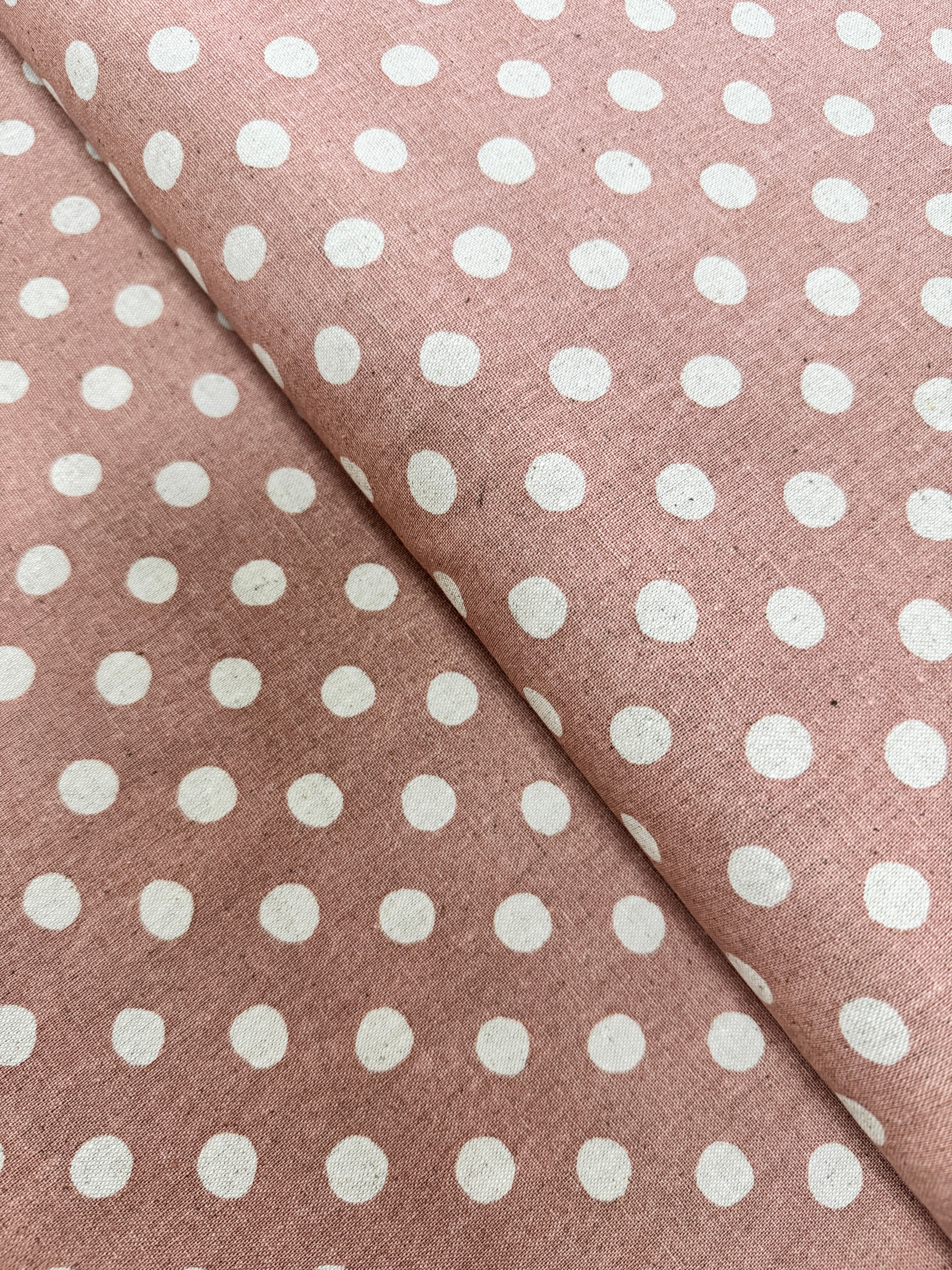 Sevenberry Canvas Natural Dots - Medium Dots Blush Yardage