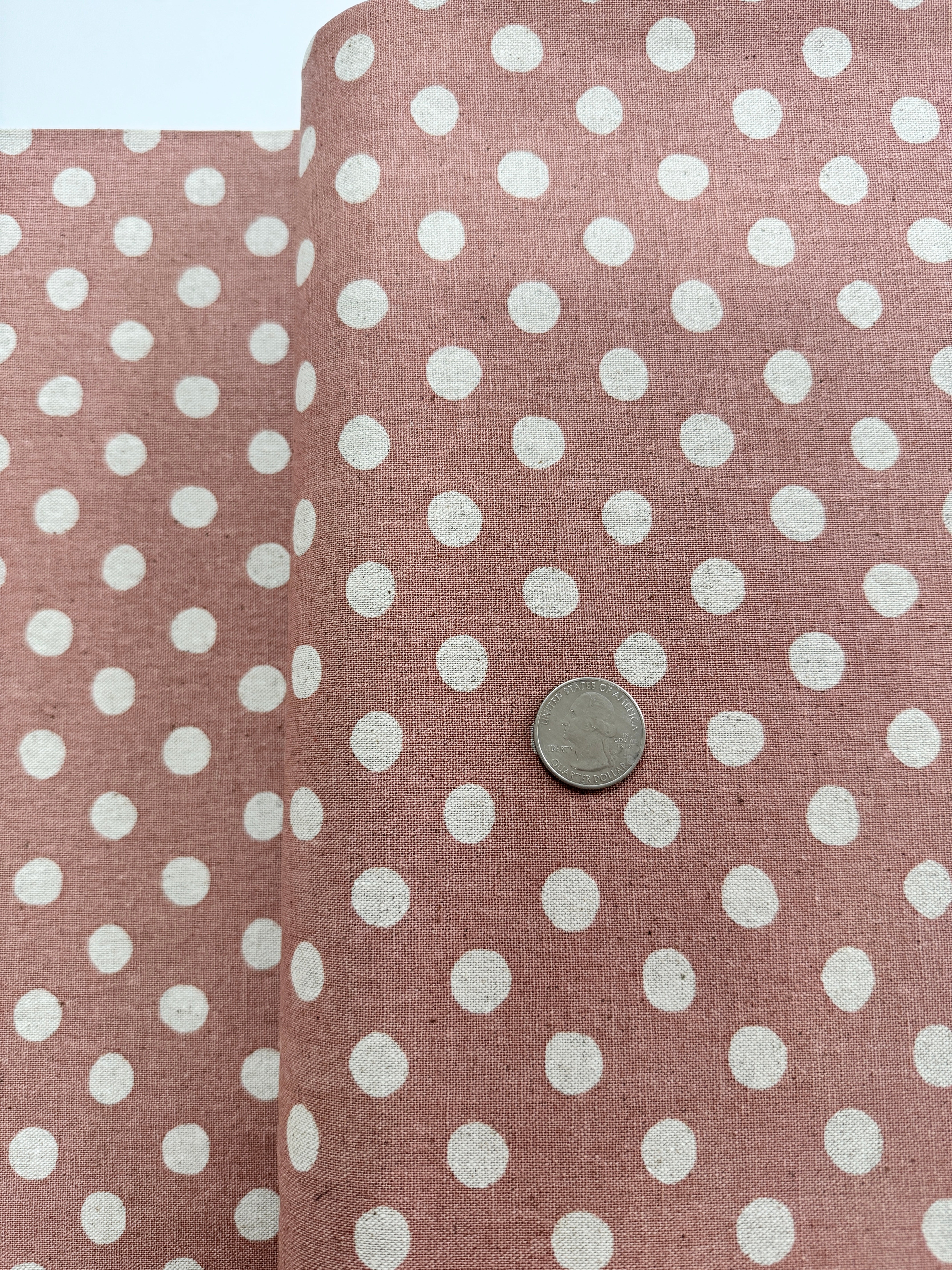 Sevenberry Canvas Natural Dots - Medium Dots Blush Yardage