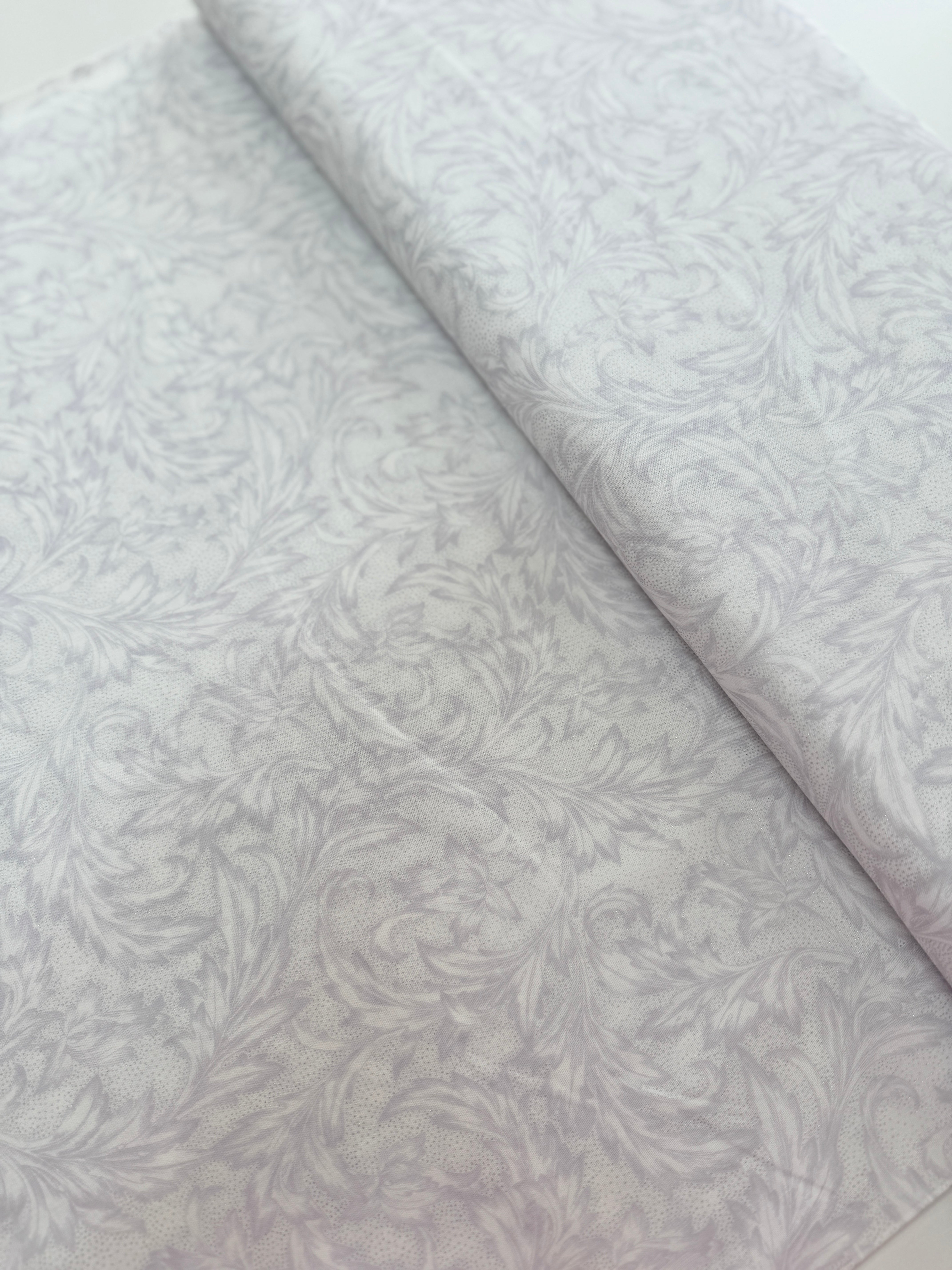 Holiday Wishes - Damask Ice/Silver Metallic Yardage