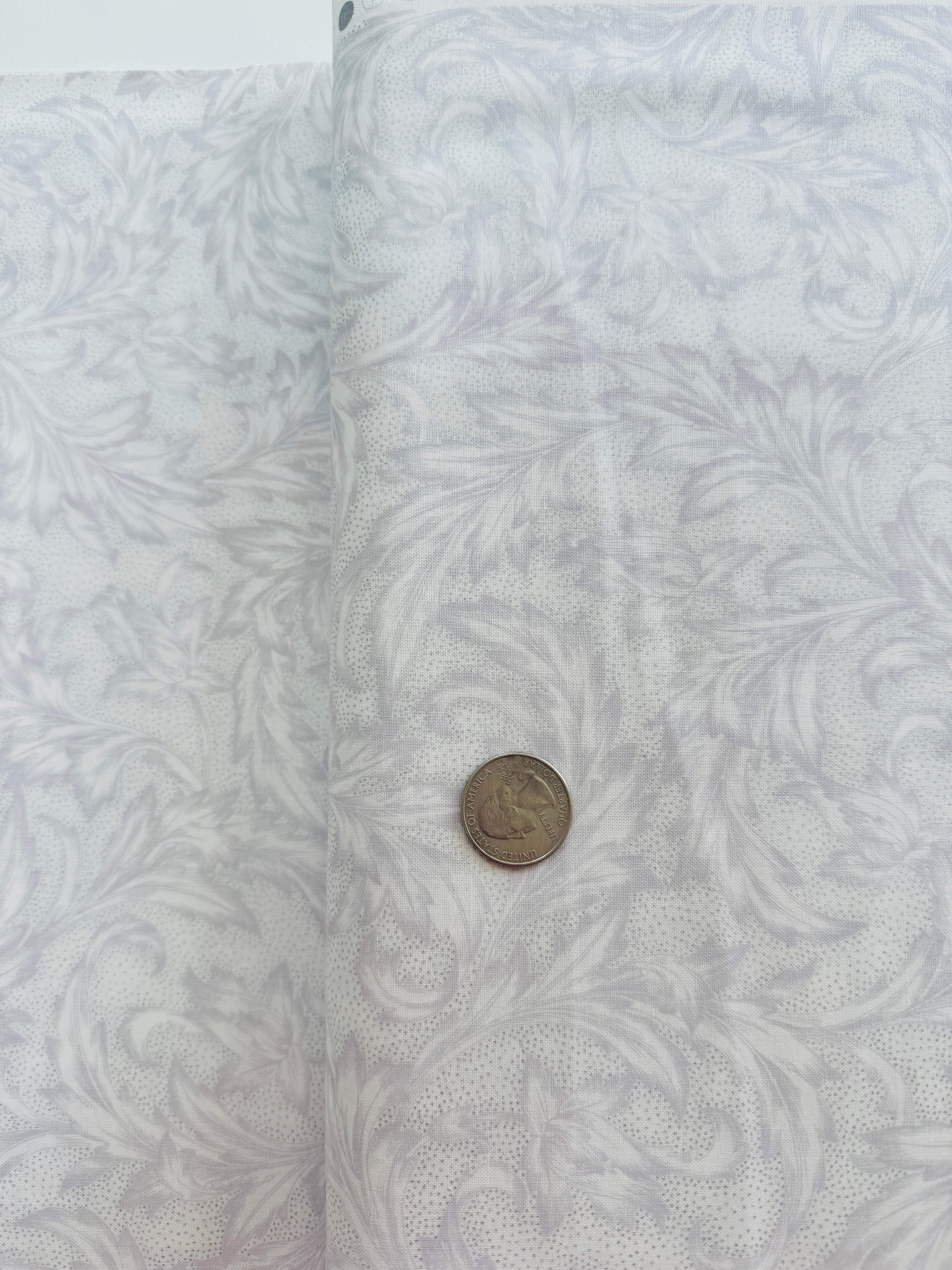 Holiday Wishes - Damask Ice/Silver Metallic Yardage