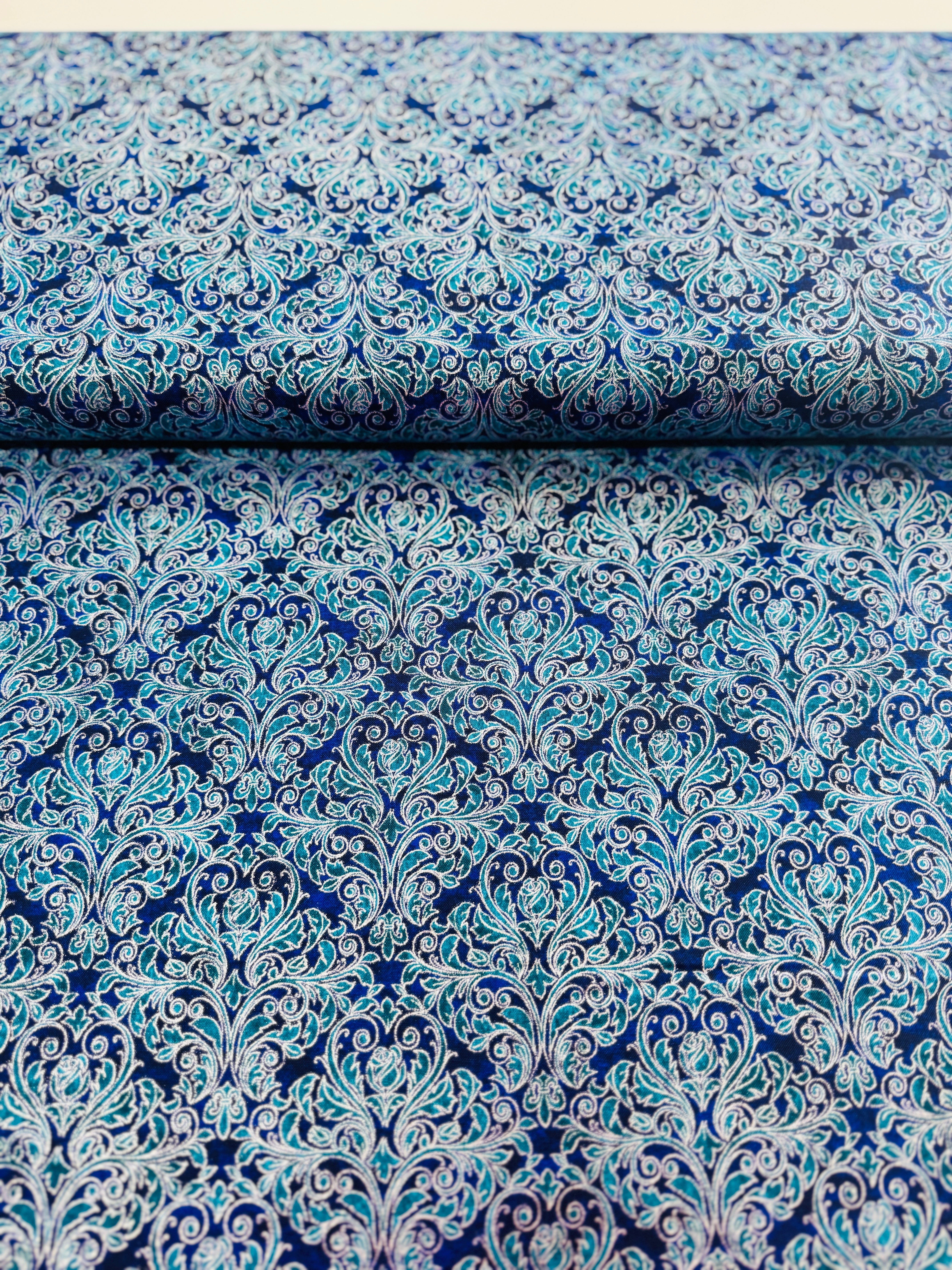 Mystic Moon - Ornate Ocean Metallic Yardage