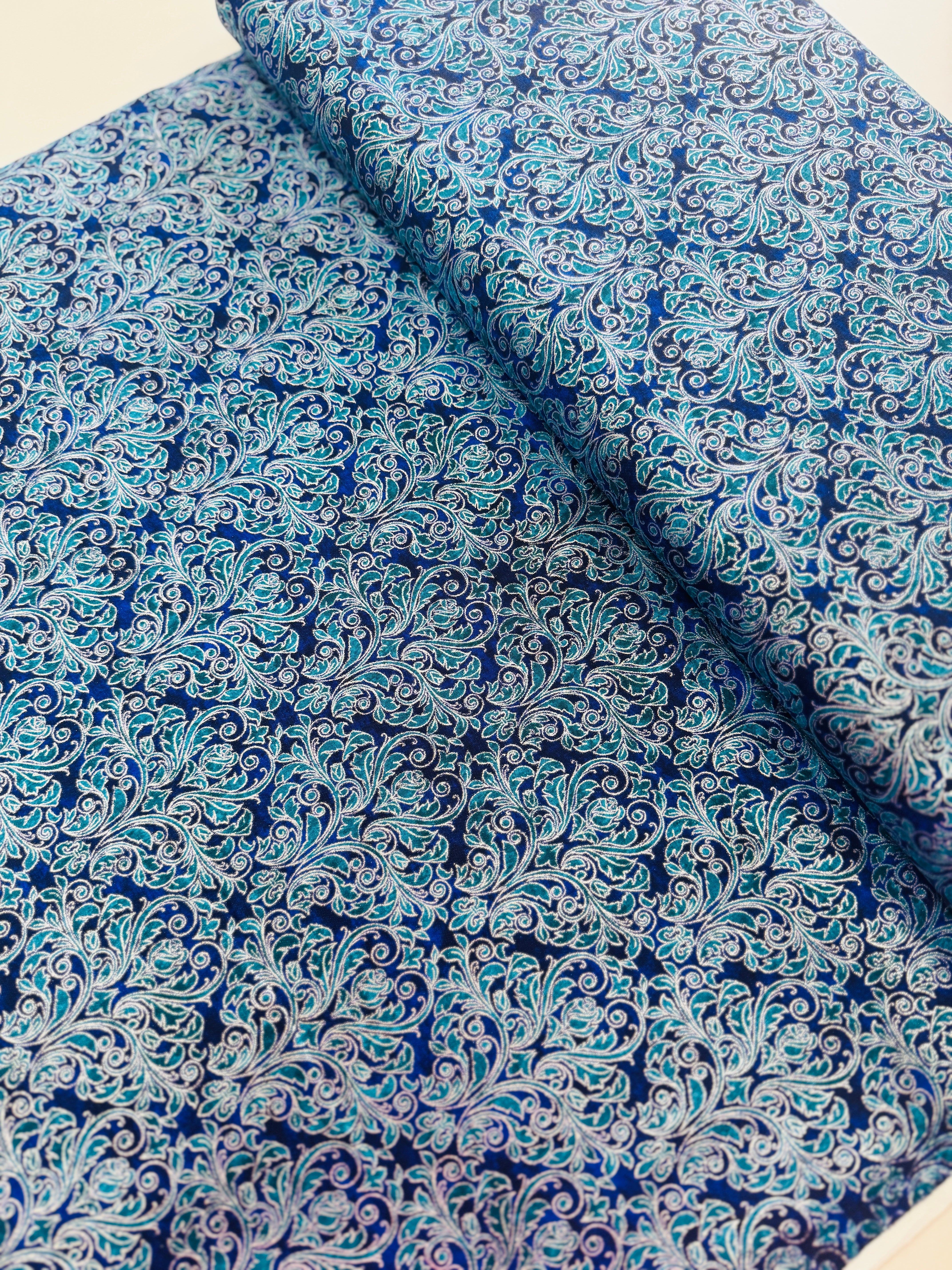 Mystic Moon - Ornate Ocean Metallic Yardage