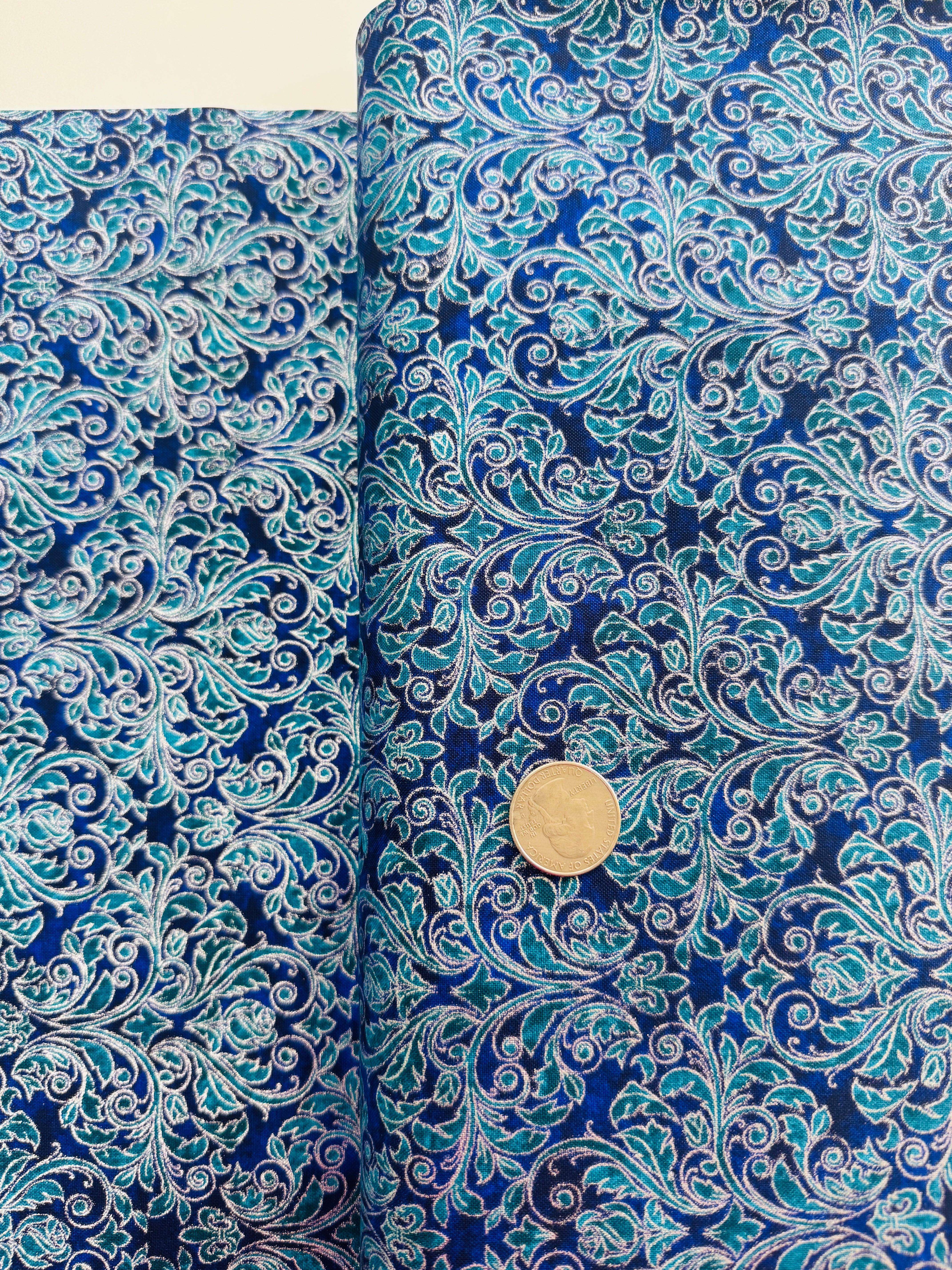 Mystic Moon - Ornate Ocean Metallic Yardage