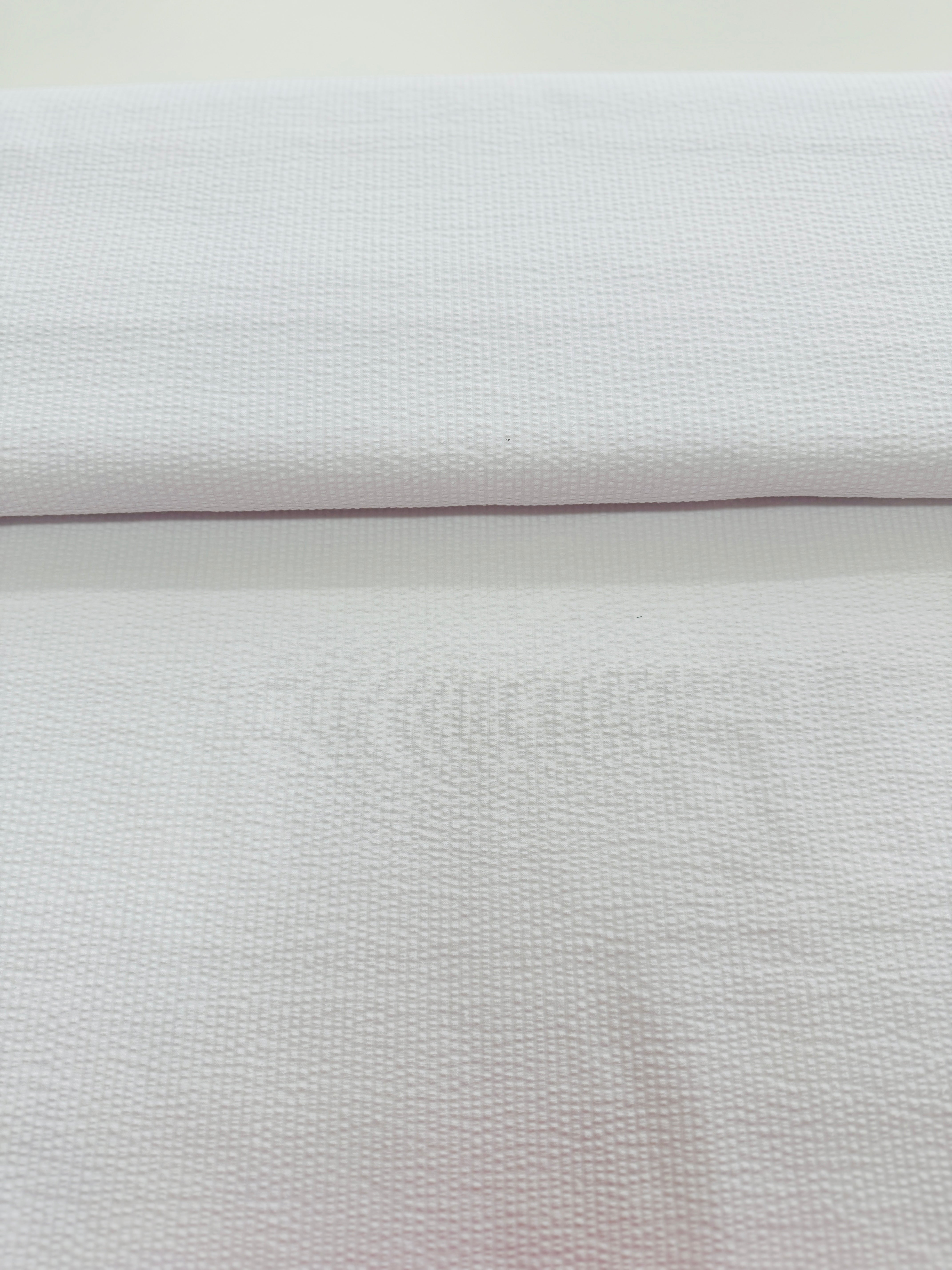 Seersucker Stripe White On White - Cotton & Polyester Blend Yardage - 56" Width
