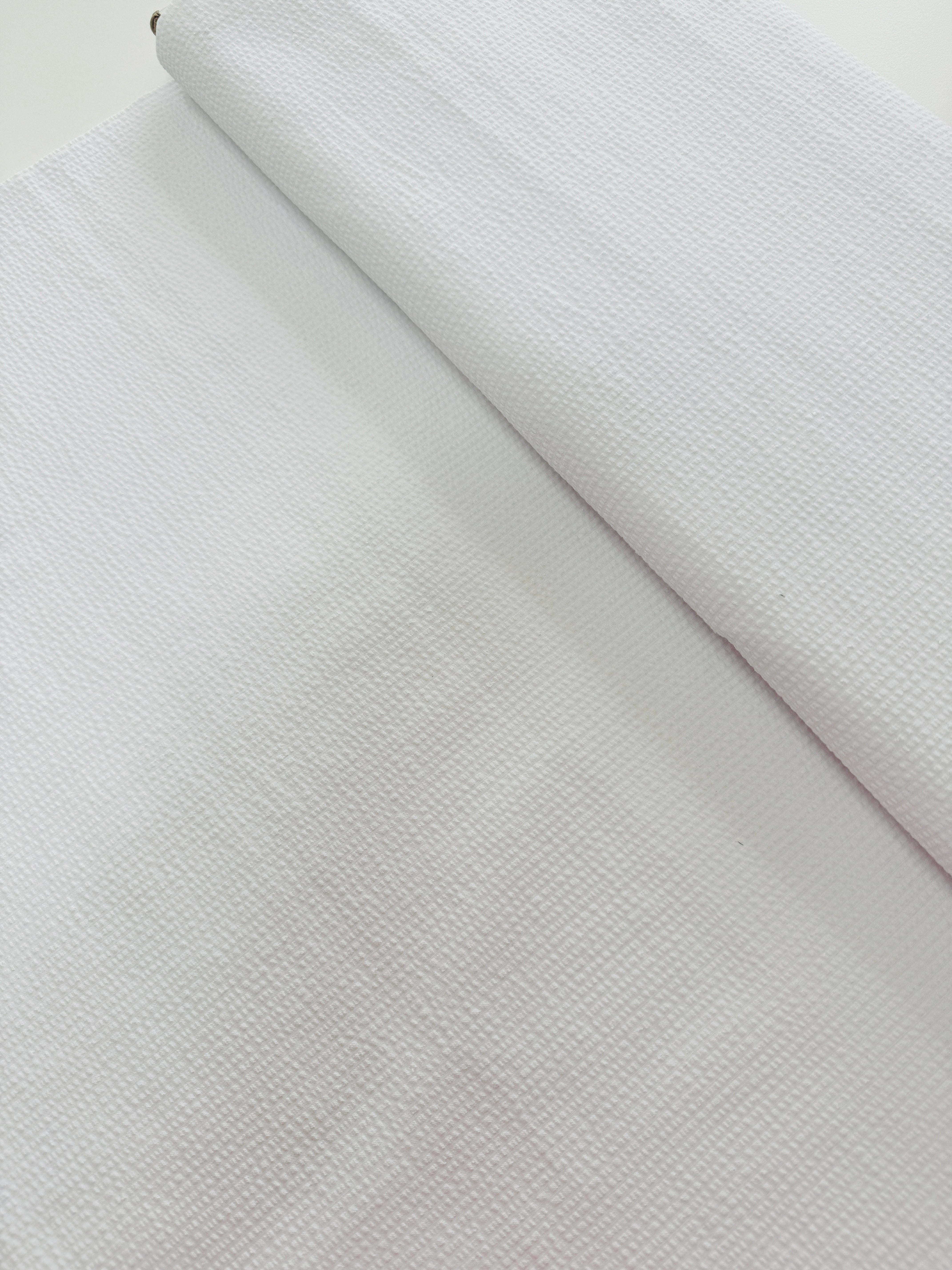 Seersucker Stripe White On White - Cotton & Polyester Blend Yardage - 56" Width