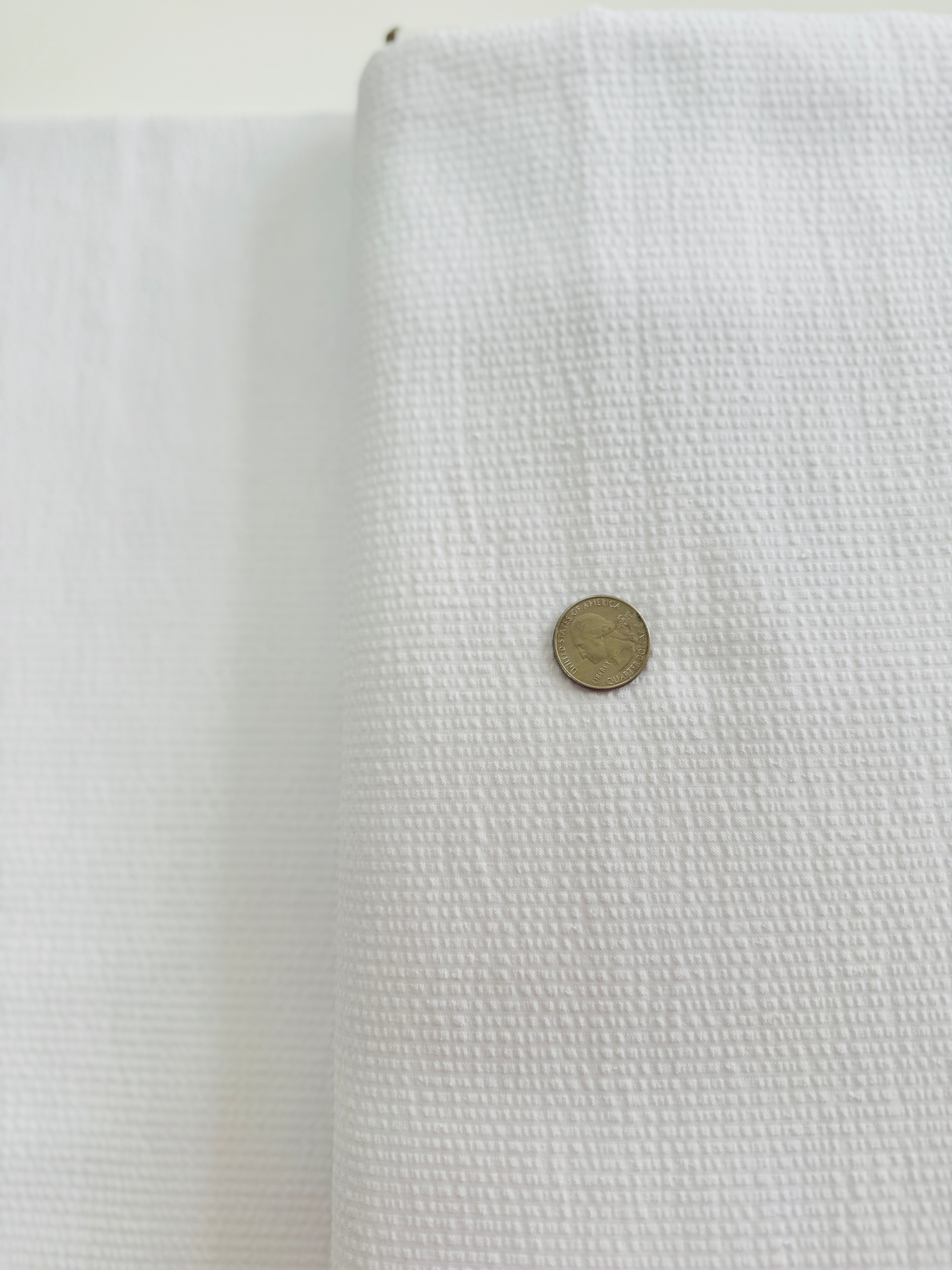 Seersucker Stripe White On White - Cotton & Polyester Blend Yardage - 56" Width