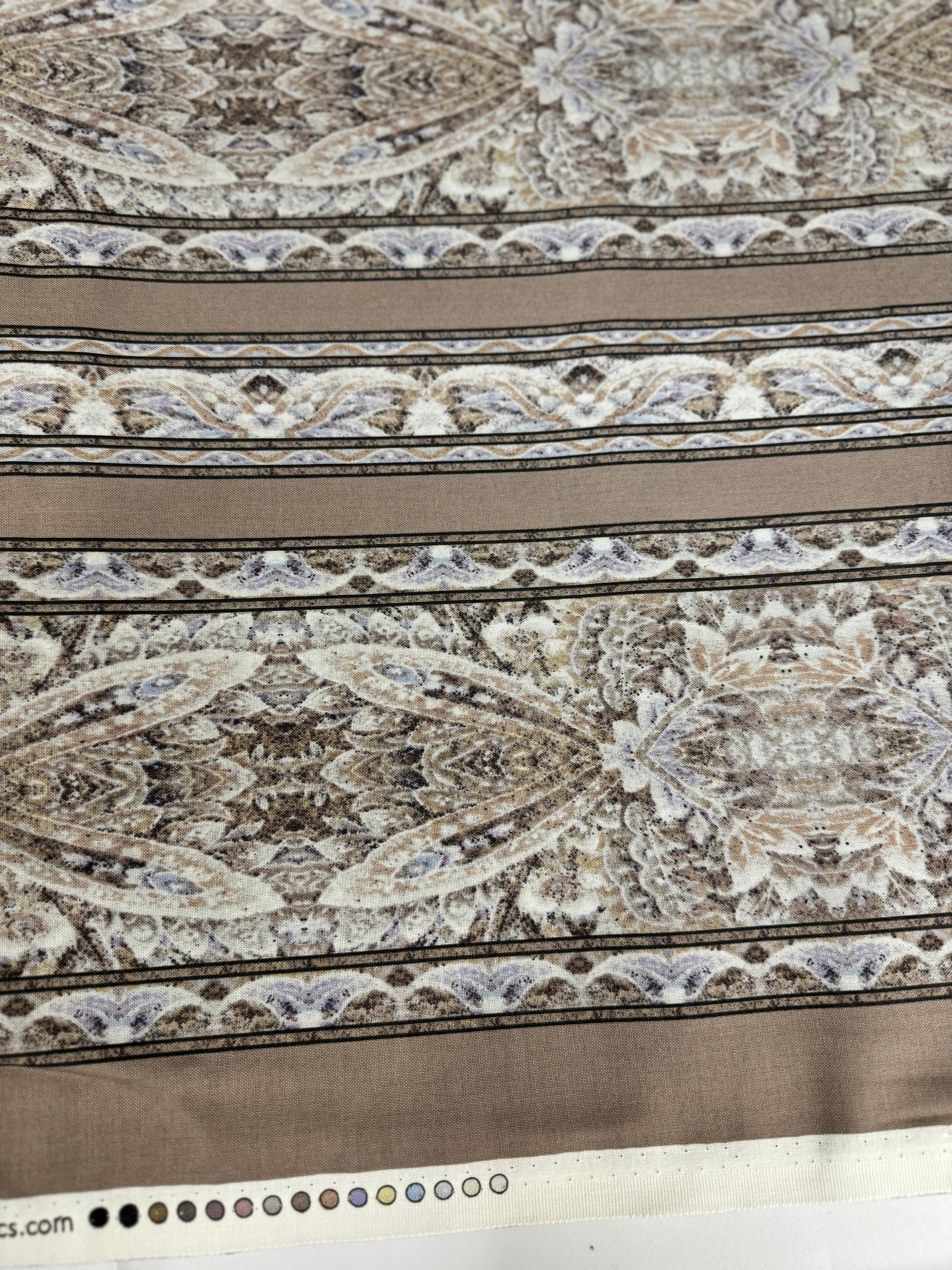 Chelsea Border Frosty Coco fabric by Jinny Beyer – neutral-toned quilt border cotton from RJR Fabrics.