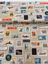 Bon Voyage - Postage Stamps Natural Unbleached Canvas Metallic Yardage