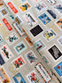 Bon Voyage - Postage Stamps Natural Unbleached Canvas Metallic Yardage