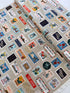 Bon Voyage - Postage Stamps Natural Unbleached Canvas Metallic Yardage