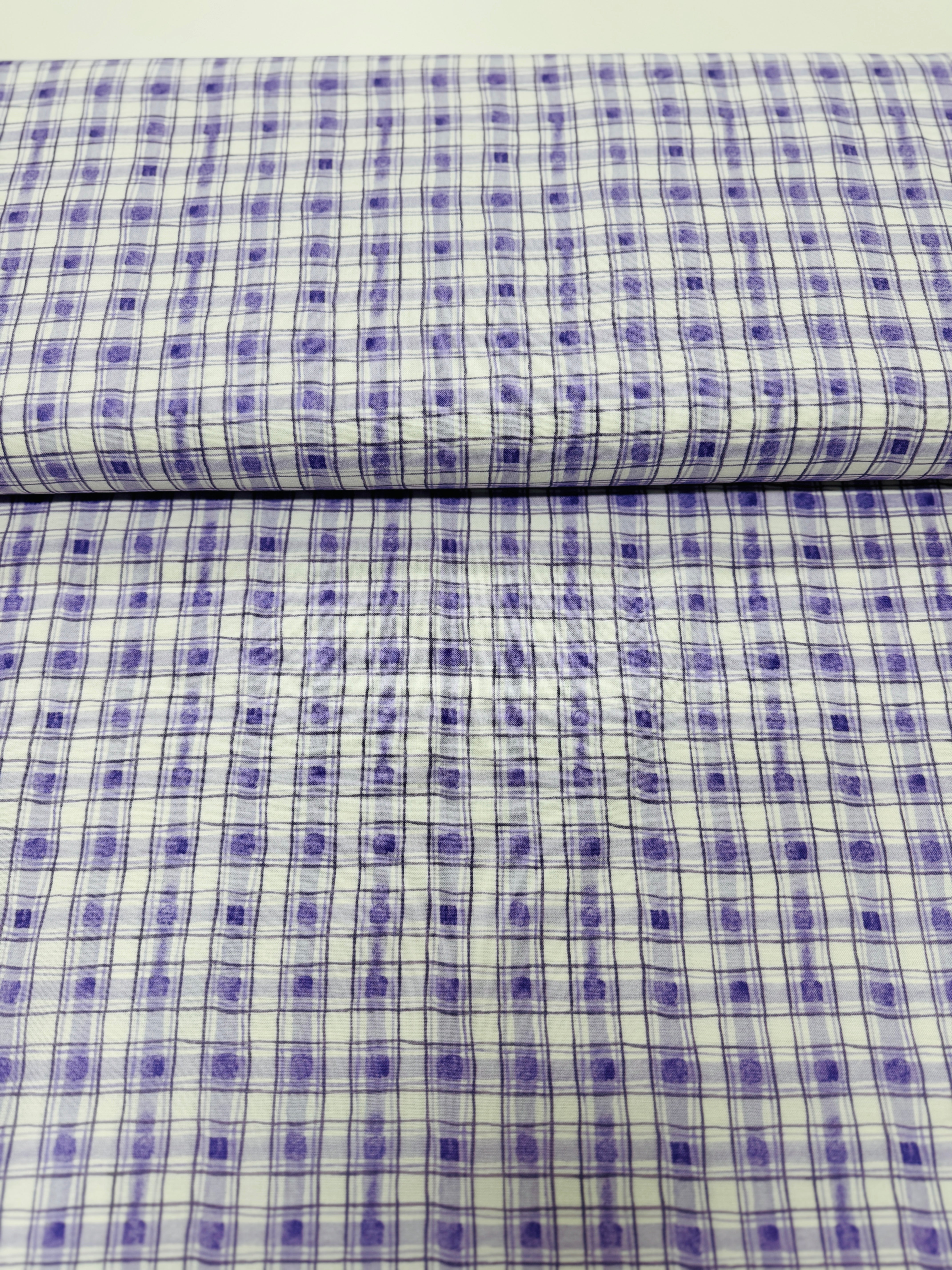 Hummingbird Floral - Plaid Purple Yardage