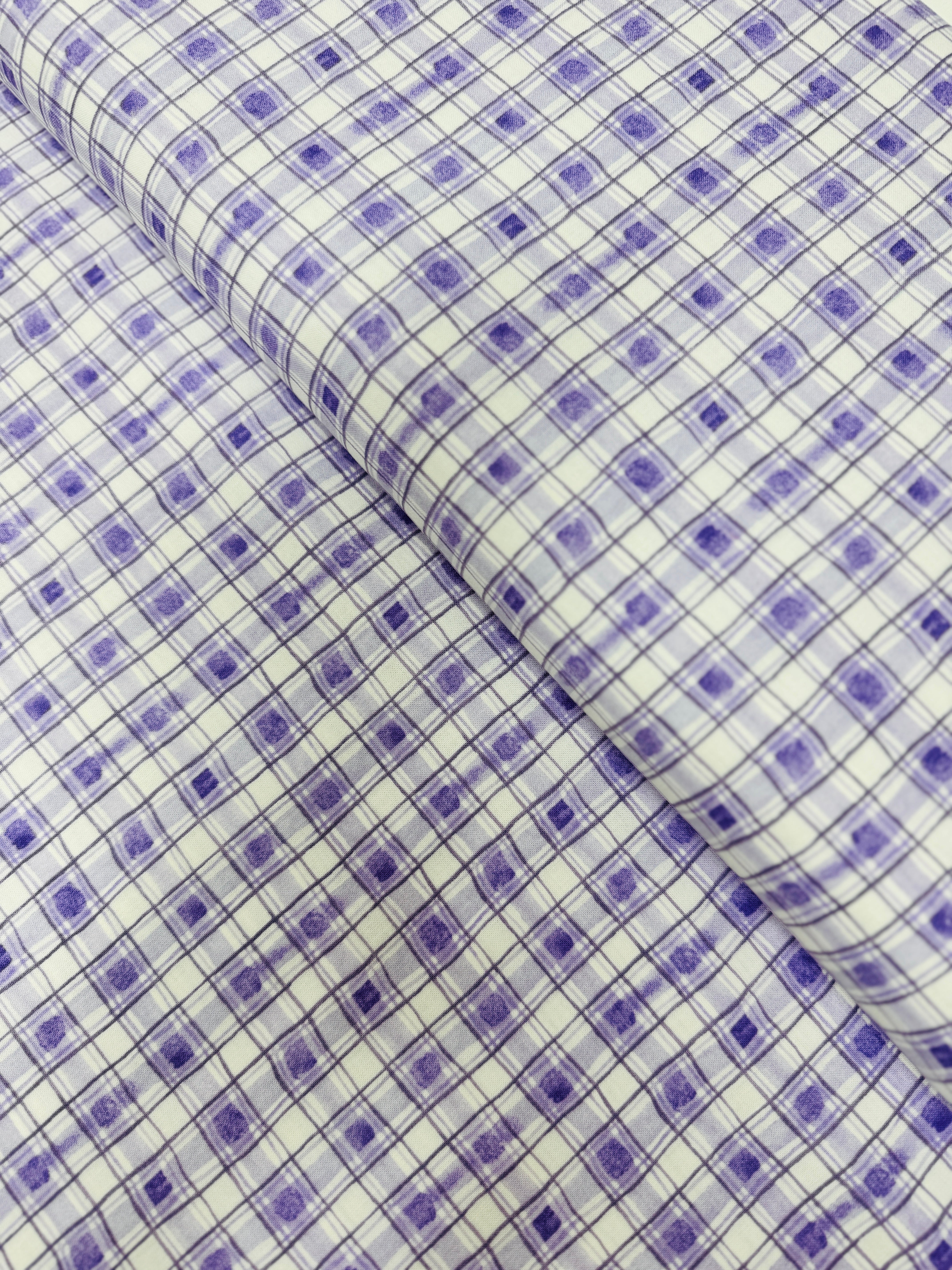 Hummingbird Floral - Plaid Purple Yardage