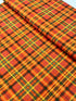 Thankful Tartan Plaids Pumpkin Metallic fabric by Timeless Treasures, detail view