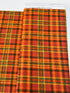 Thankful Tartan Plaids Pumpkin Metallic fabric by Timeless Treasures, close-up