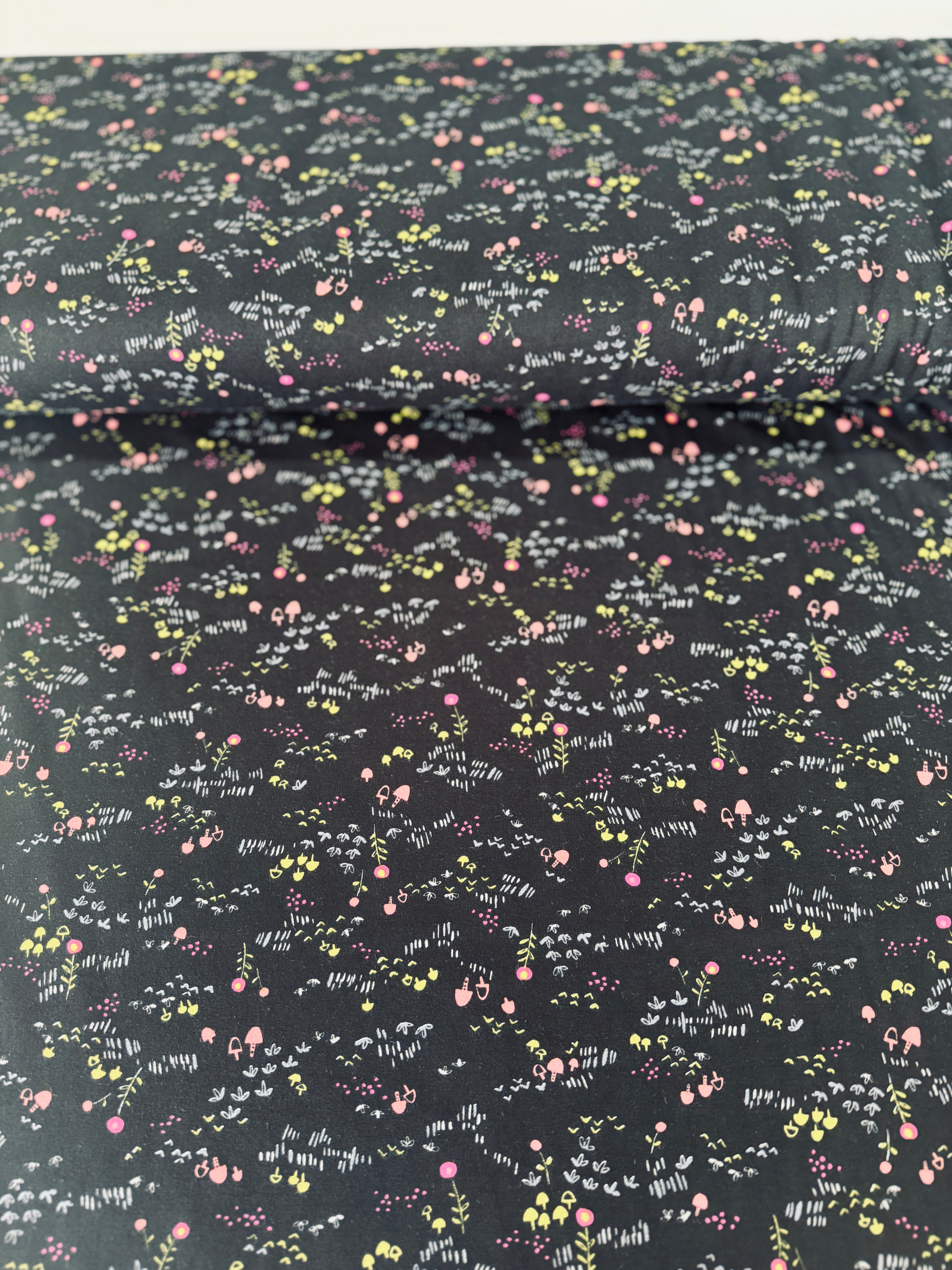 Mori No Tomodachi Nohara Black Knit fabric by Hitomi Osumi for Cotton + Steel