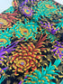 Kaffe Fassett Collective Spider Mums Dark cotton fabric by Philip Jacobs for FreeSpirit Fabrics, close-up