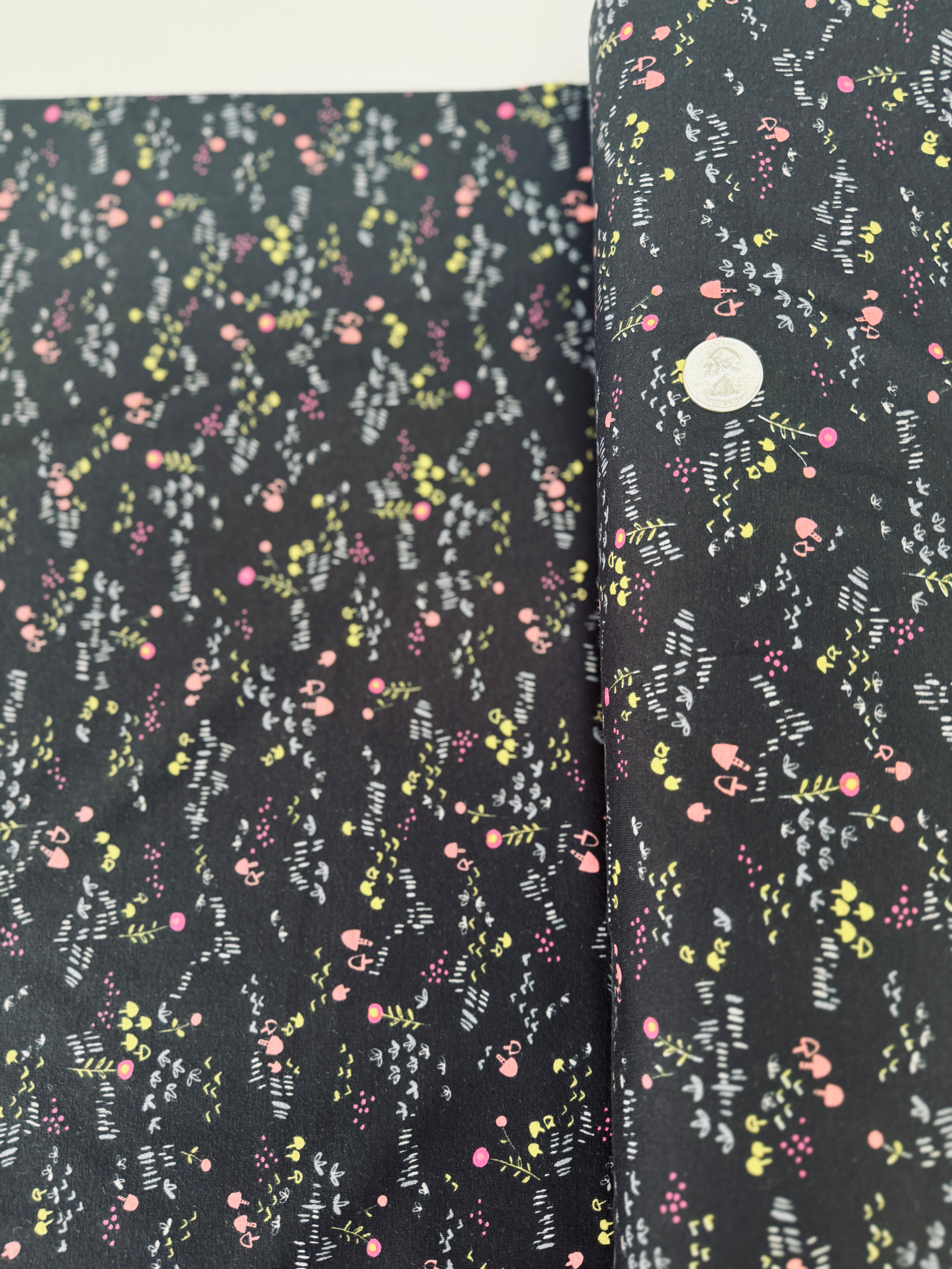 Mori No Tomodachi Nohara Black Knit fabric by Hitomi Osumi for Cotton + Steel