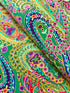 Kaffe Fassett Collective Paisley Jungle Green Fabric GP60.GREEN – vibrant multicolored paisley motifs on a rich green background.
