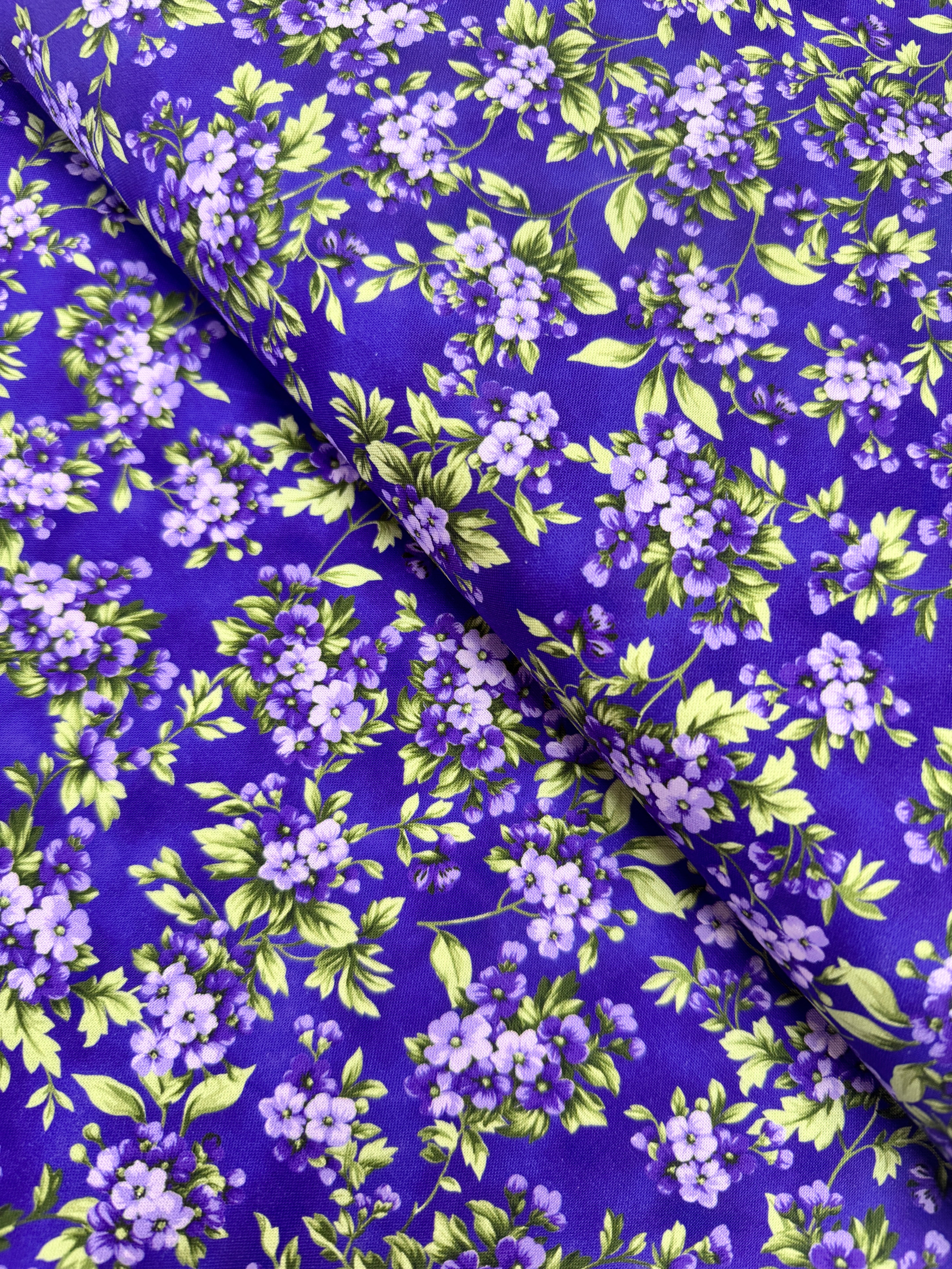 Georgina – Flowers Amethyst Fabric by Debbie Beaves for Robert Kaufman – purple floral print cotton from the Flowerhouse Collection.