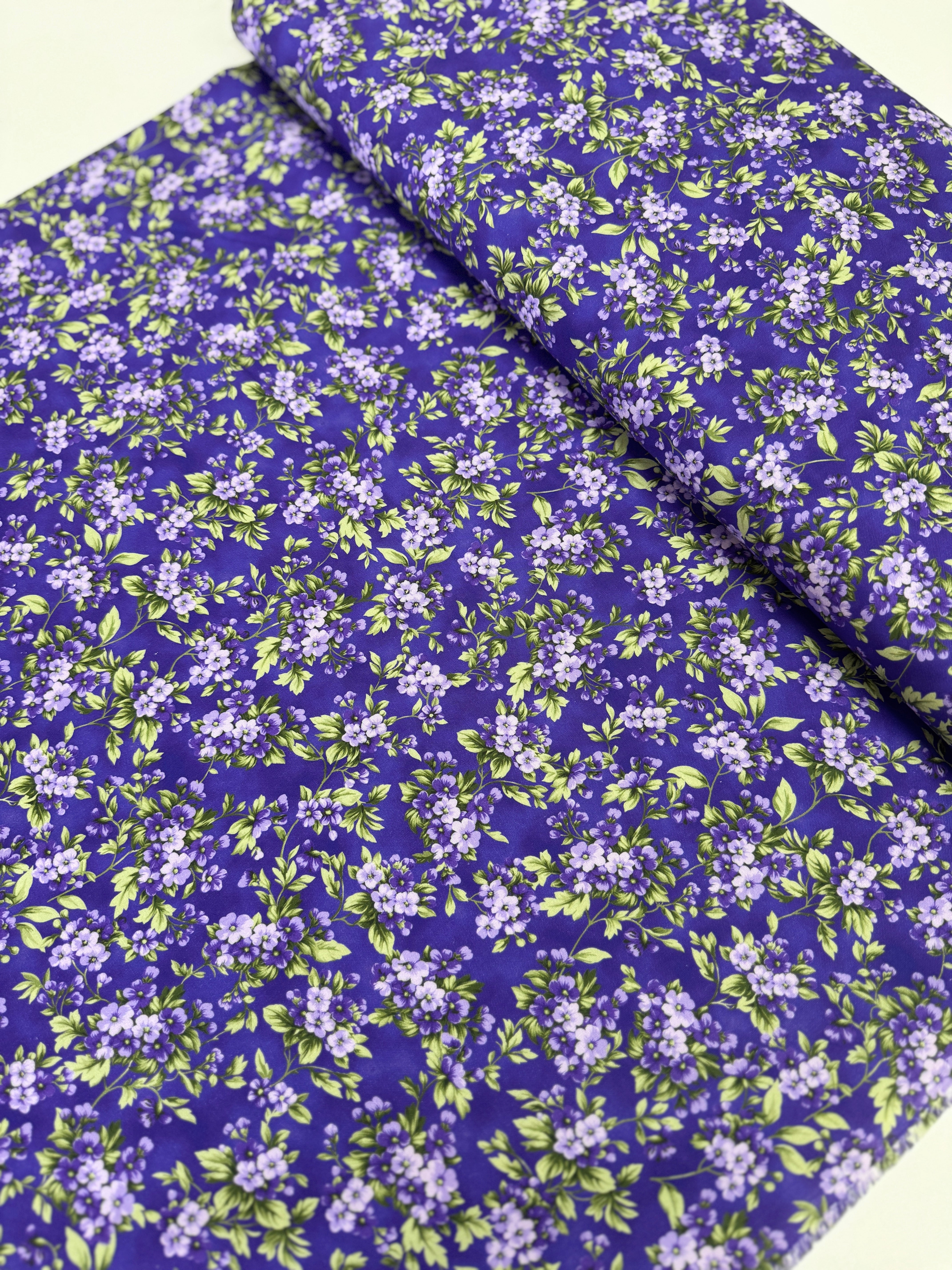 Georgina – Flowers Amethyst Fabric by Debbie Beaves for Robert Kaufman – purple floral print cotton from the Flowerhouse Collection.
