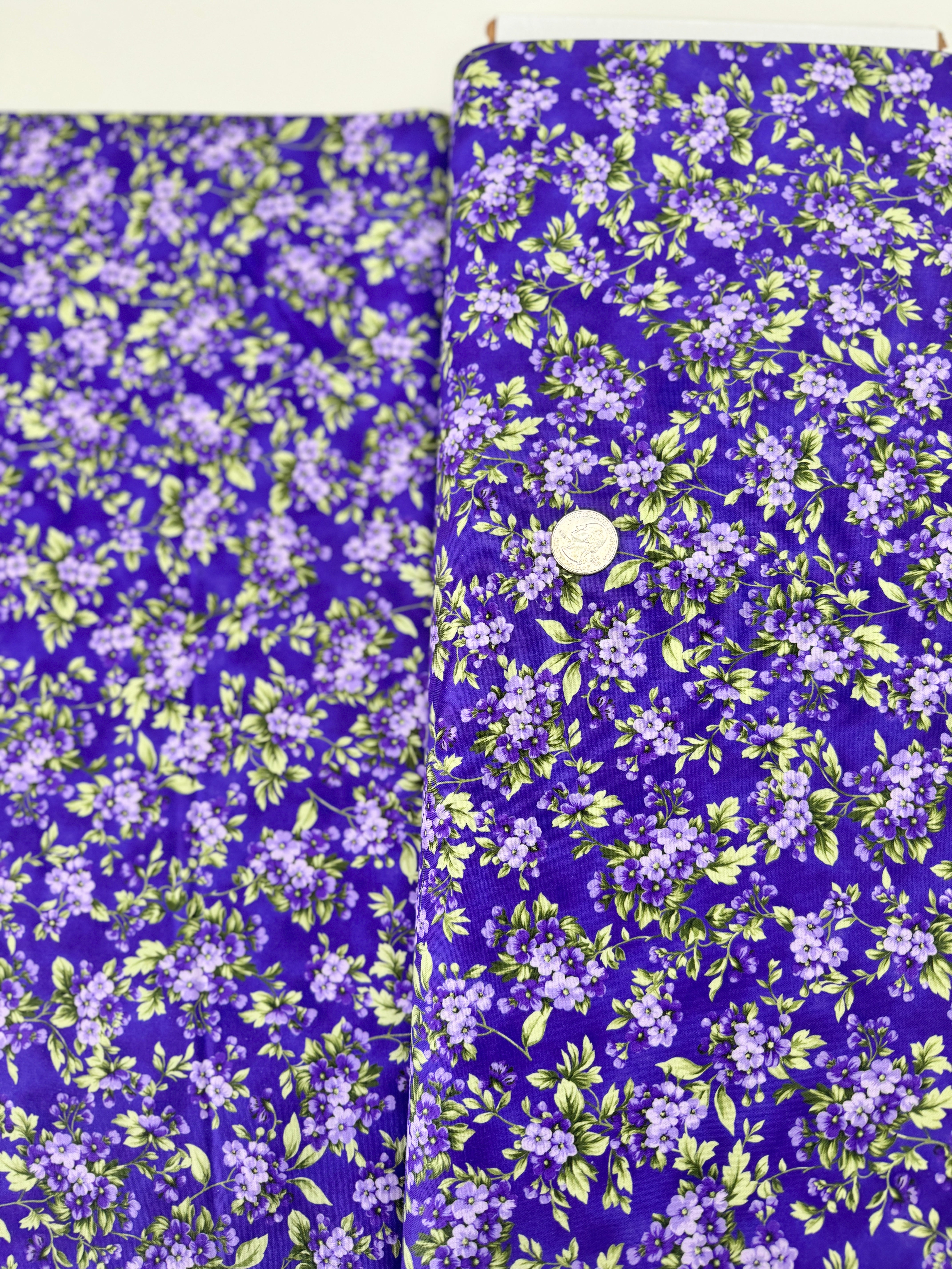 Georgina – Flowers Amethyst Fabric by Debbie Beaves for Robert Kaufman – purple floral print cotton from the Flowerhouse Collection.