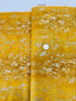 Shiny Objects – Velvety Vines Daffodil Metallic Fabric by Flaurie & Finch – Yellow cotton fabric with delicate gold metallic vine pattern.