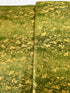 Shiny Objects – Velvety Vines Pepper Grass Metallic Fabric by Flaurie & Finch – Green cotton fabric with subtle gold vine pattern.
