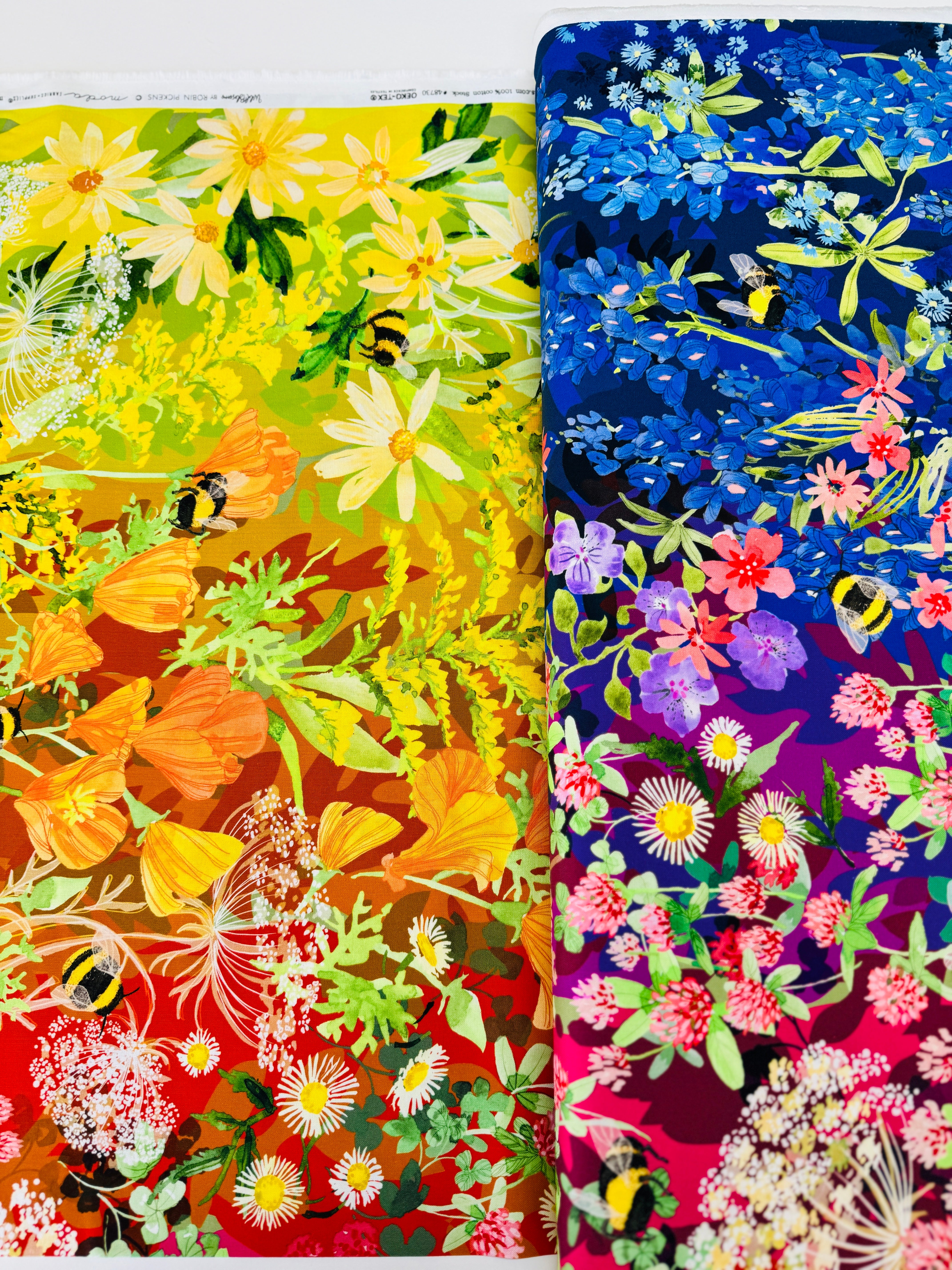 Wild Blossoms Rainbow – Wildflowers Ombre Fabric by Robin Pickens for Moda – Rainbow gradient cotton with floral print.