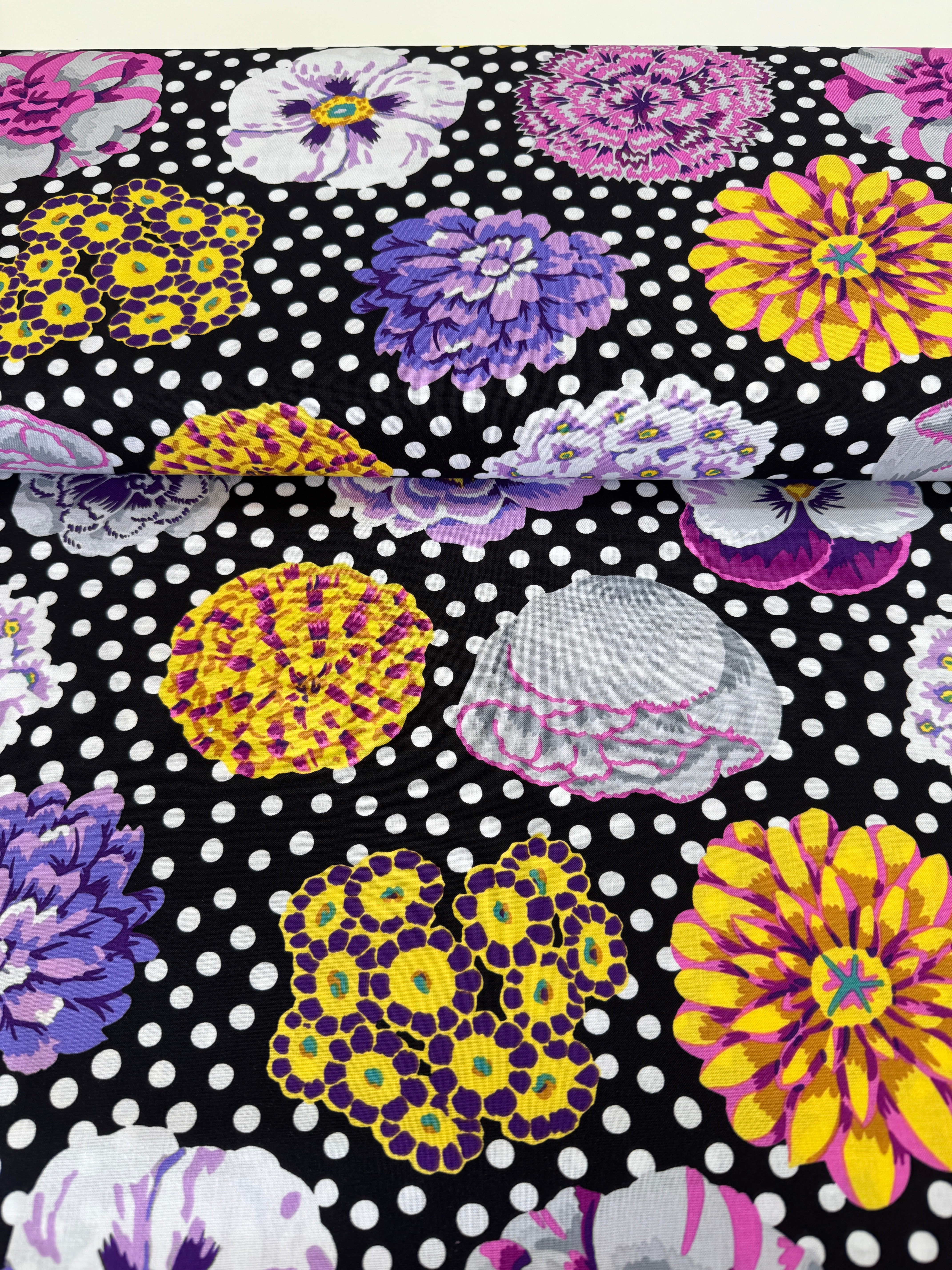 Kaffe Fassett Collective Stash - Big Blooms - Black Yardage