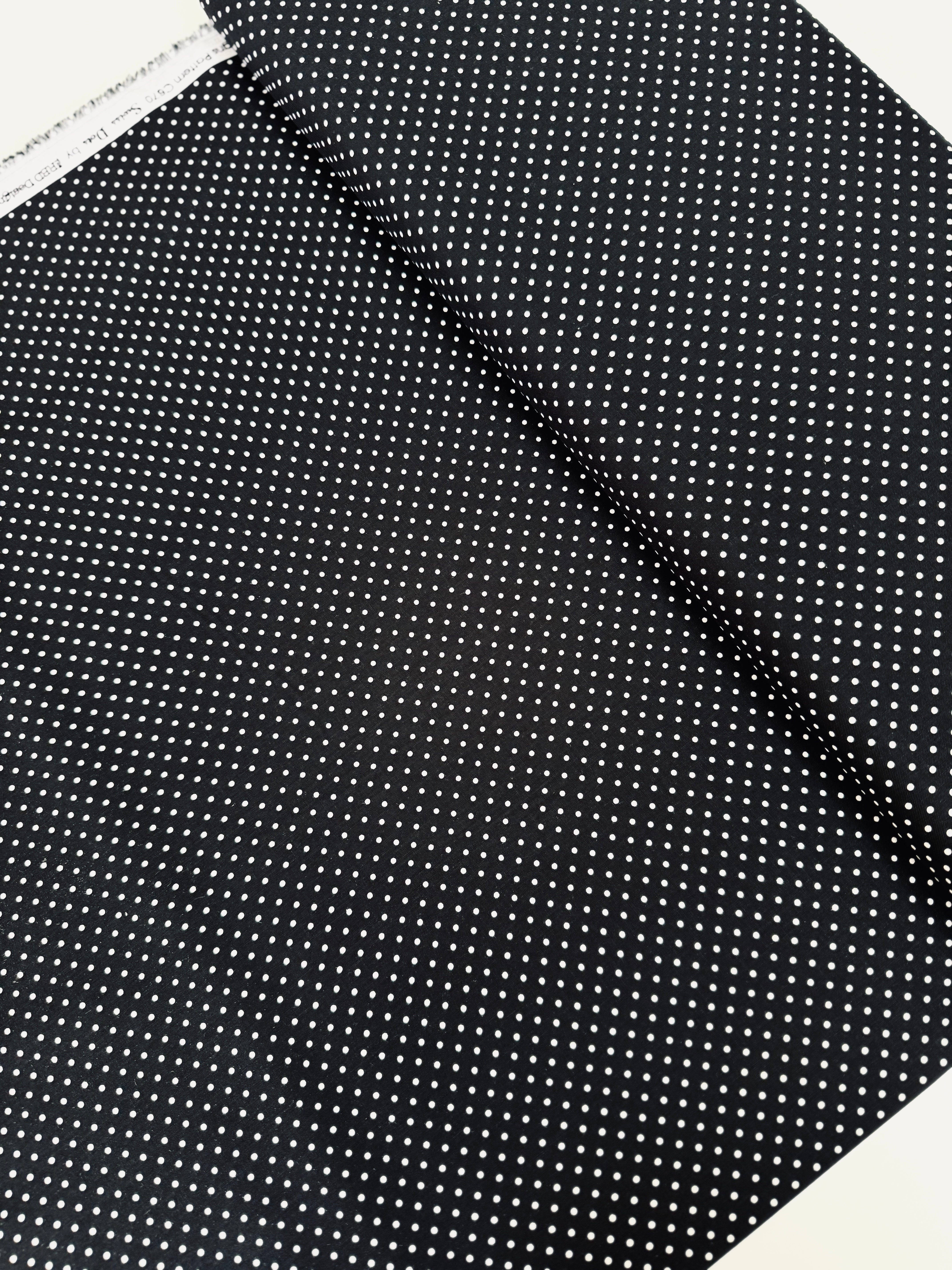 White Swiss Dot on Black Yardage