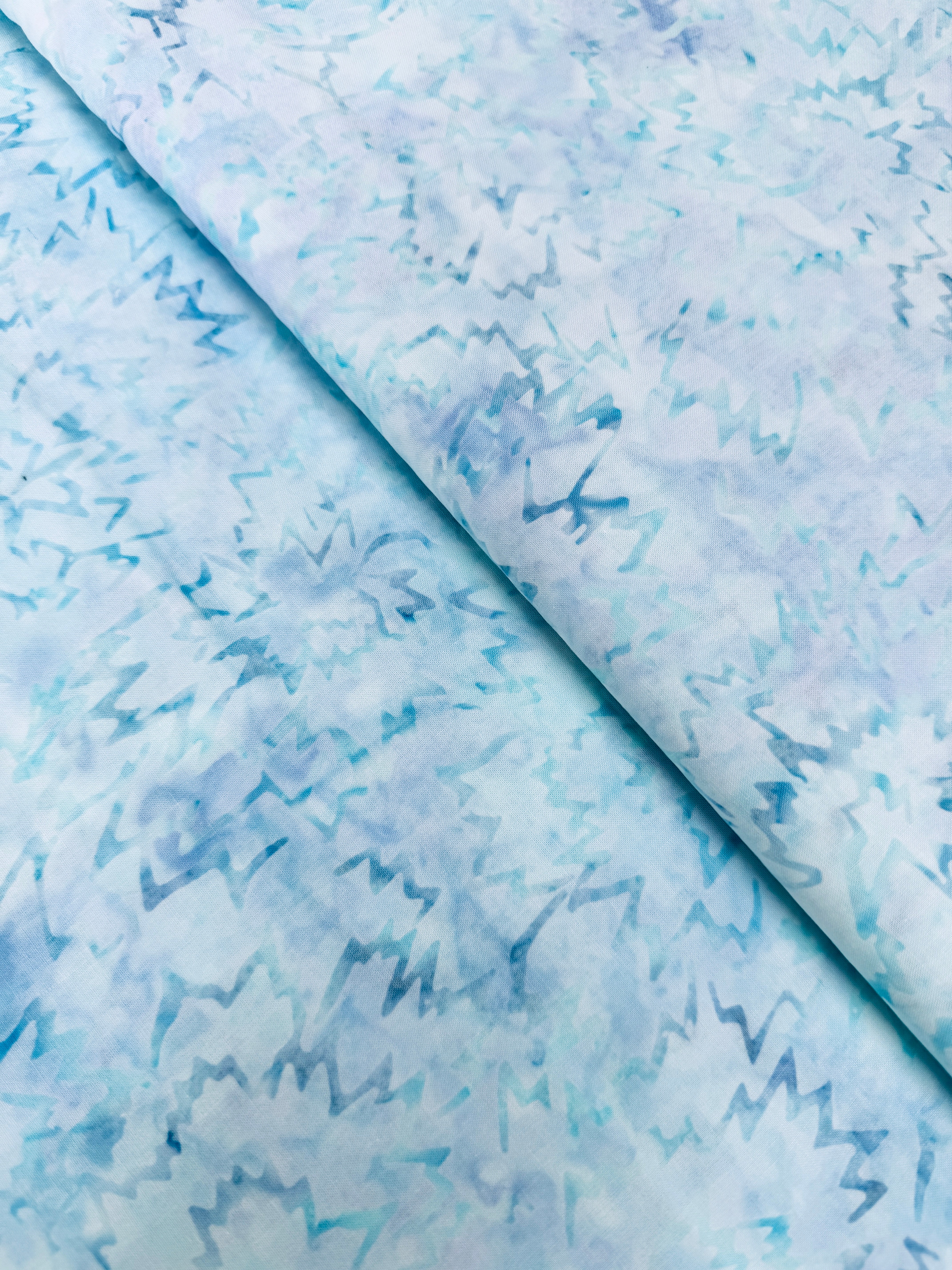 Malam Batiks V - Dahlia - Sky Blue Batik - Remnant