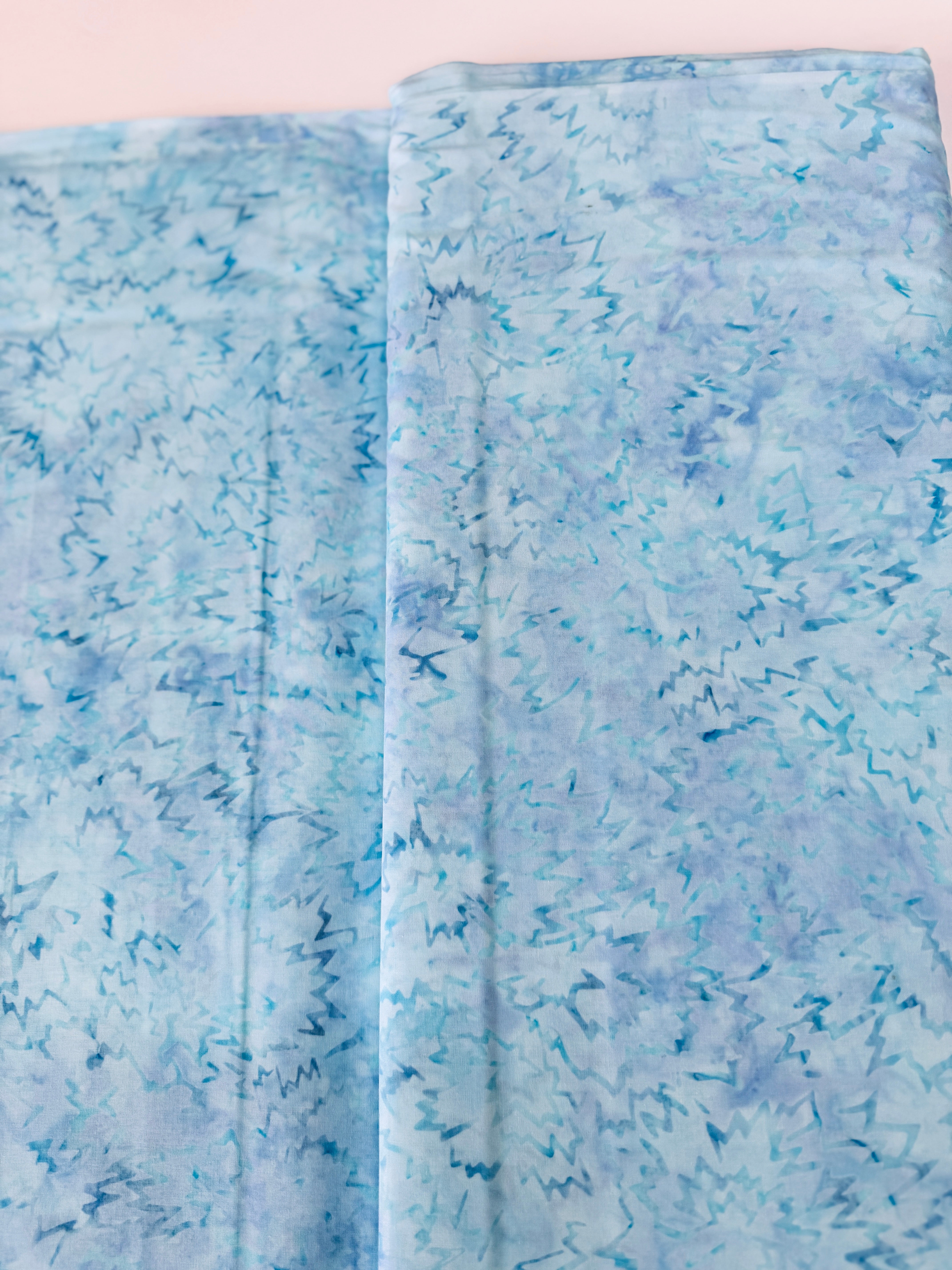 Malam Batiks V - Dahlia - Sky Blue Batik - Remnant