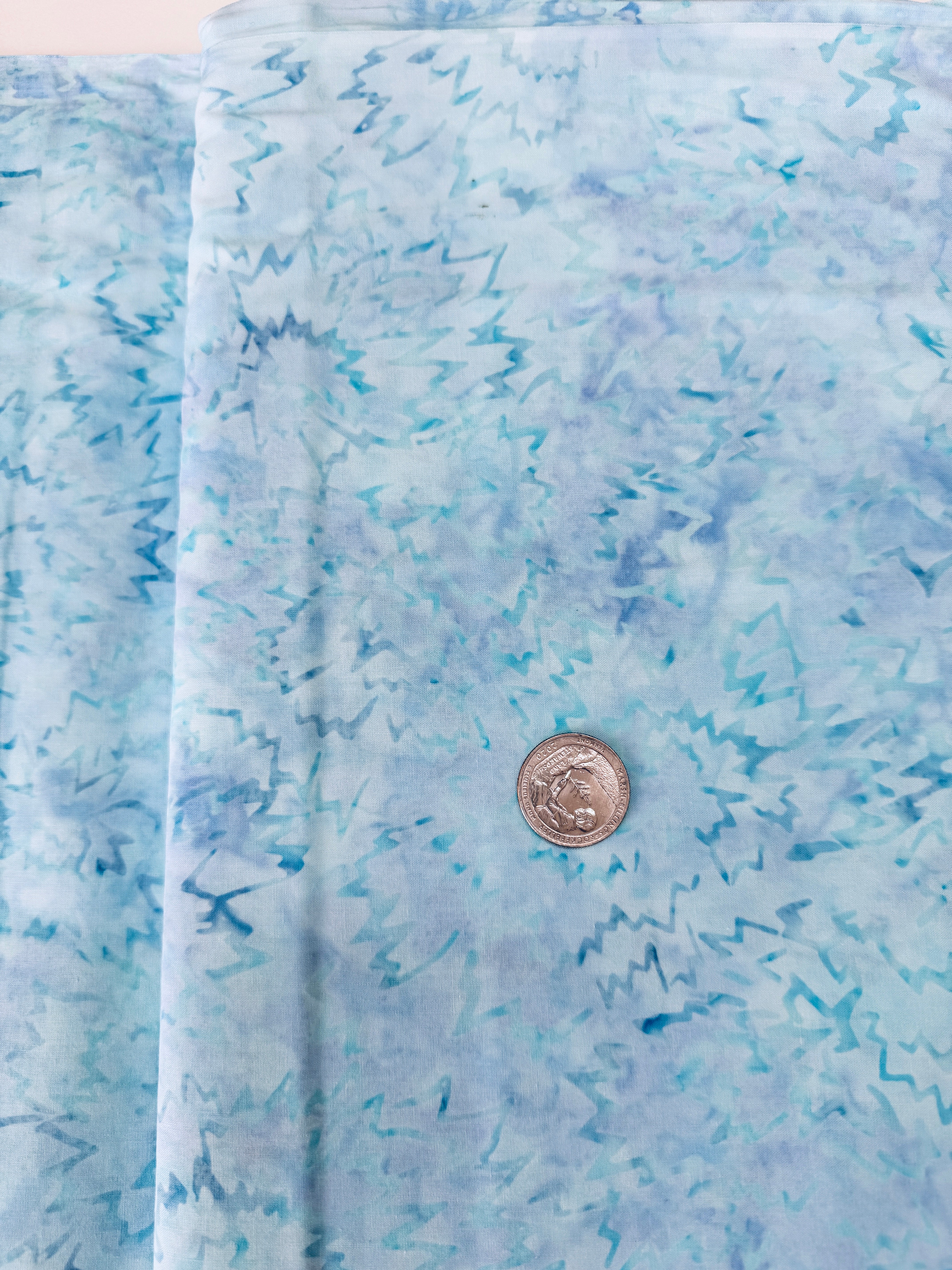 Malam Batiks V - Dahlia - Sky Blue Batik - Remnant