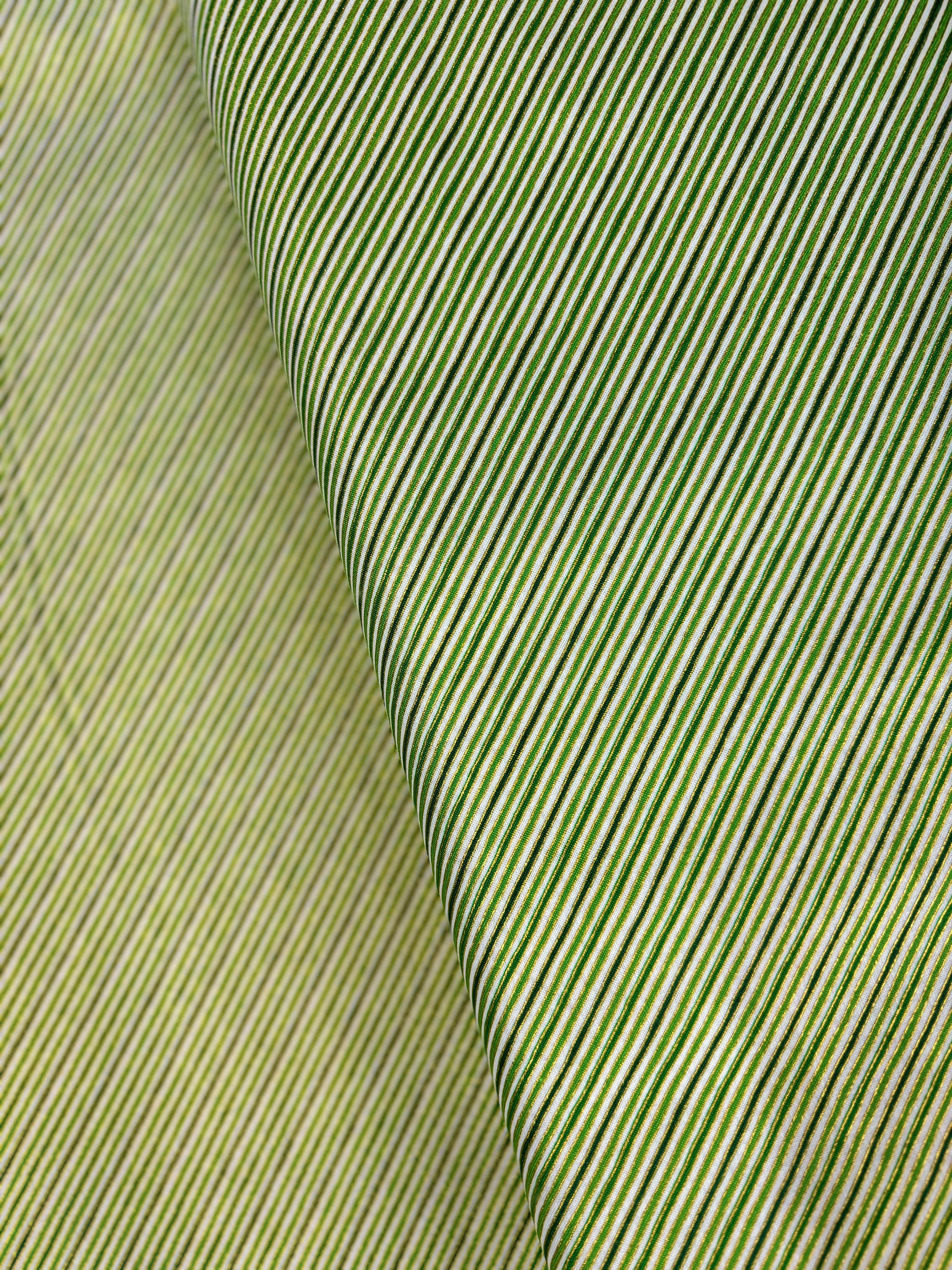 Holiday Charms - Stripe Green Gold - Remnant