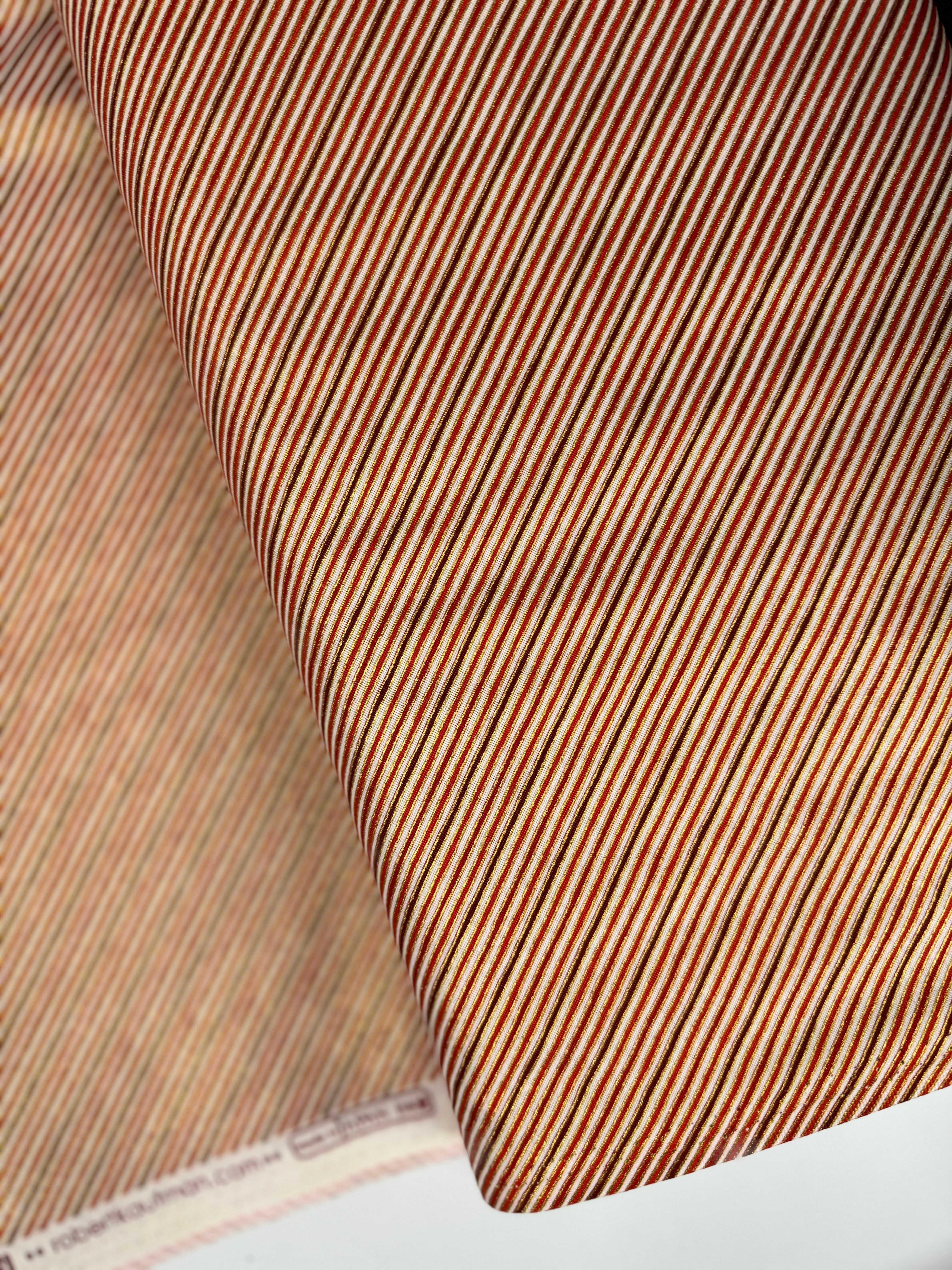 Holiday Charms - Stripe Crimson Gold Yardage