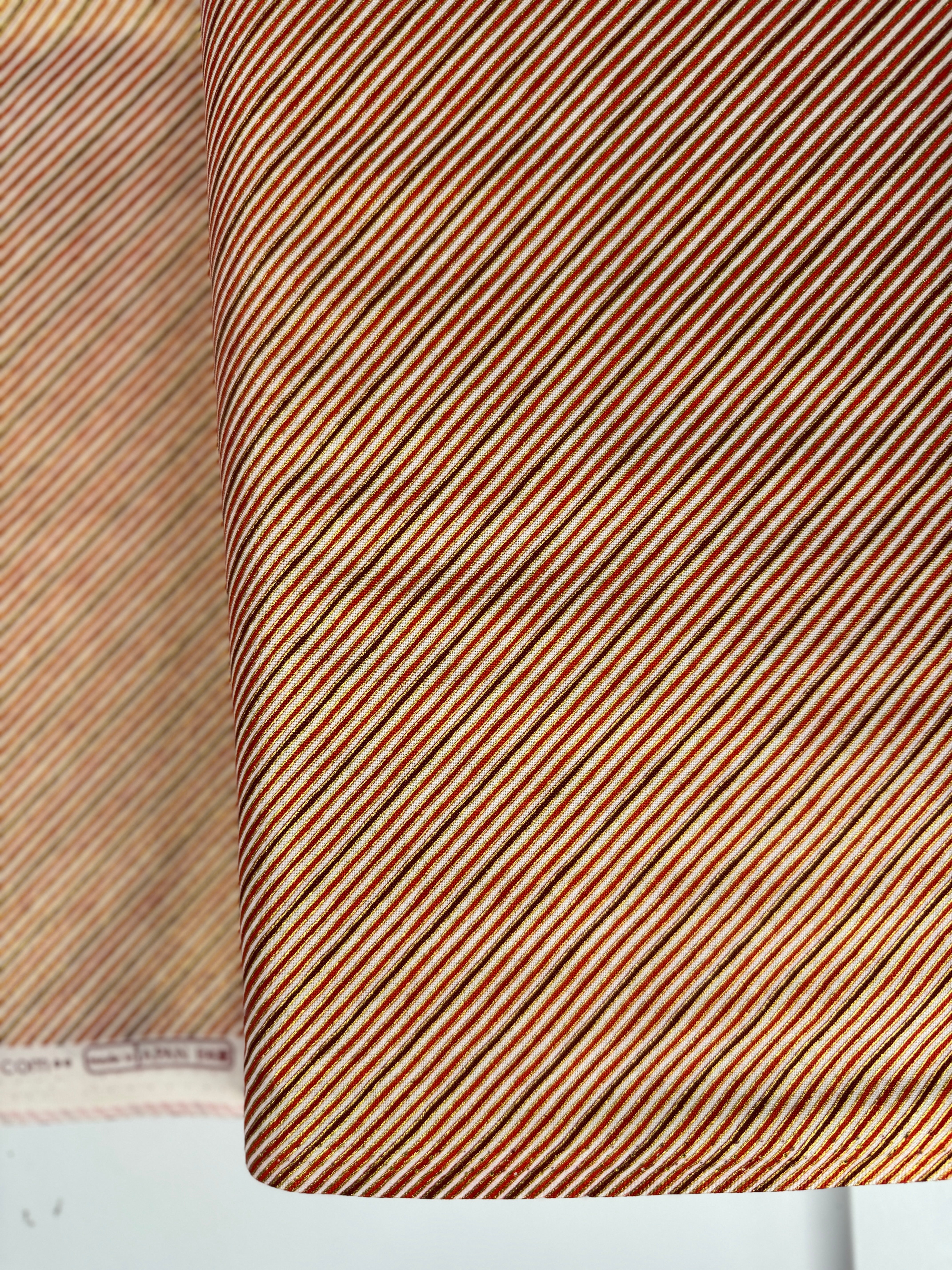 Holiday Charms - Stripe Crimson Gold Yardage