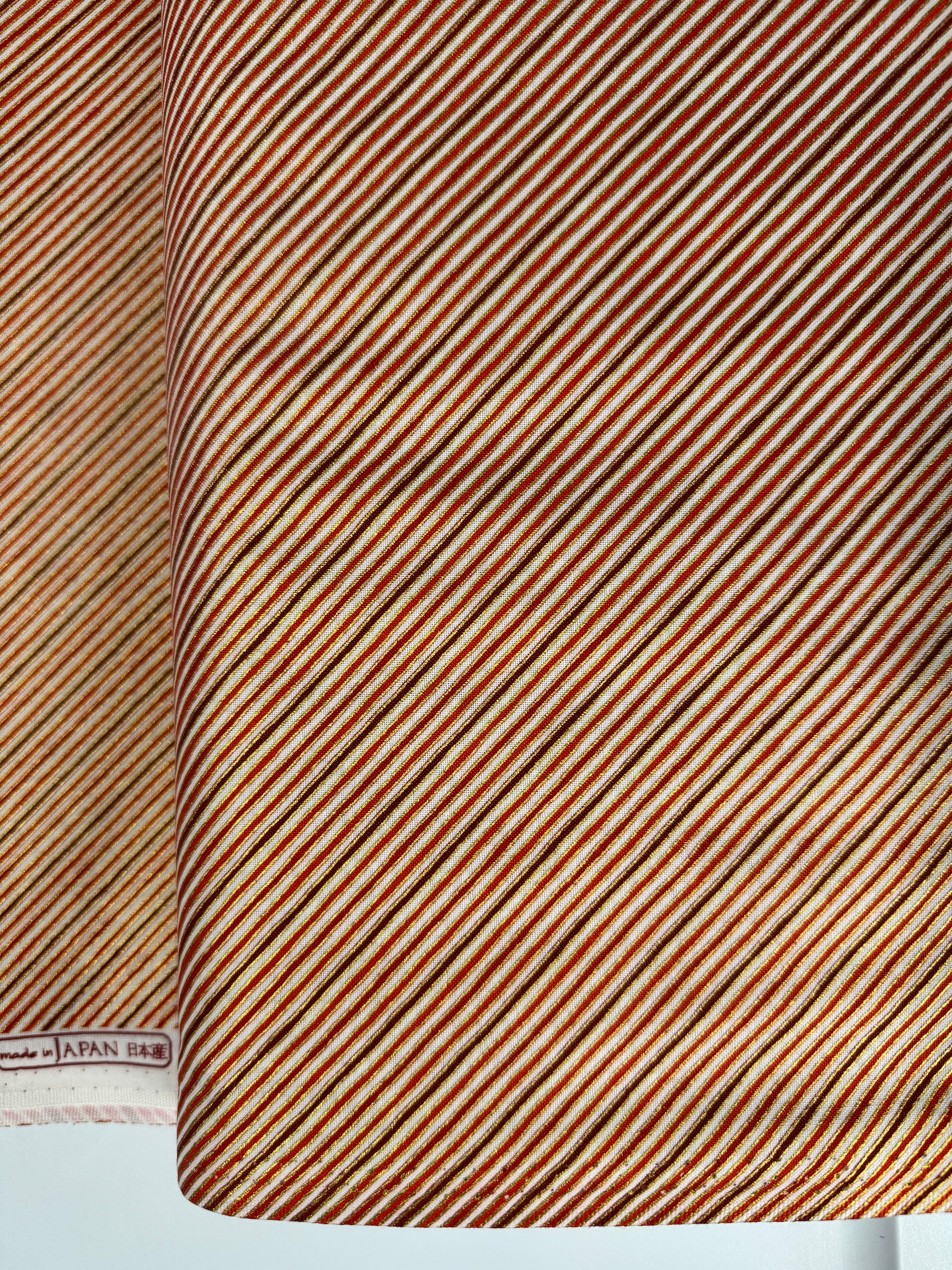 Holiday Charms - Stripe Crimson Gold Yardage