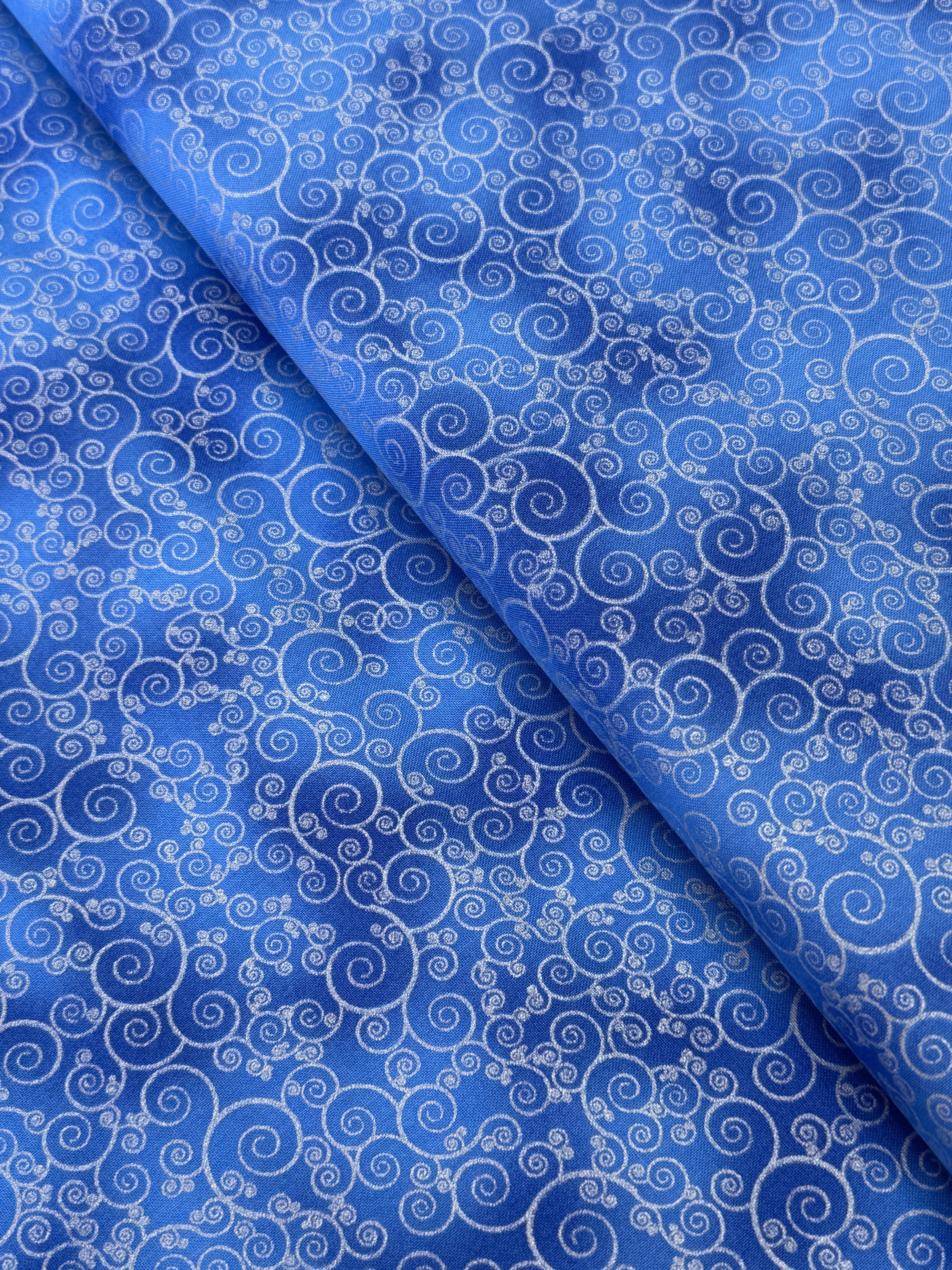 Ice - Metallic Swirl Lapis Yardage