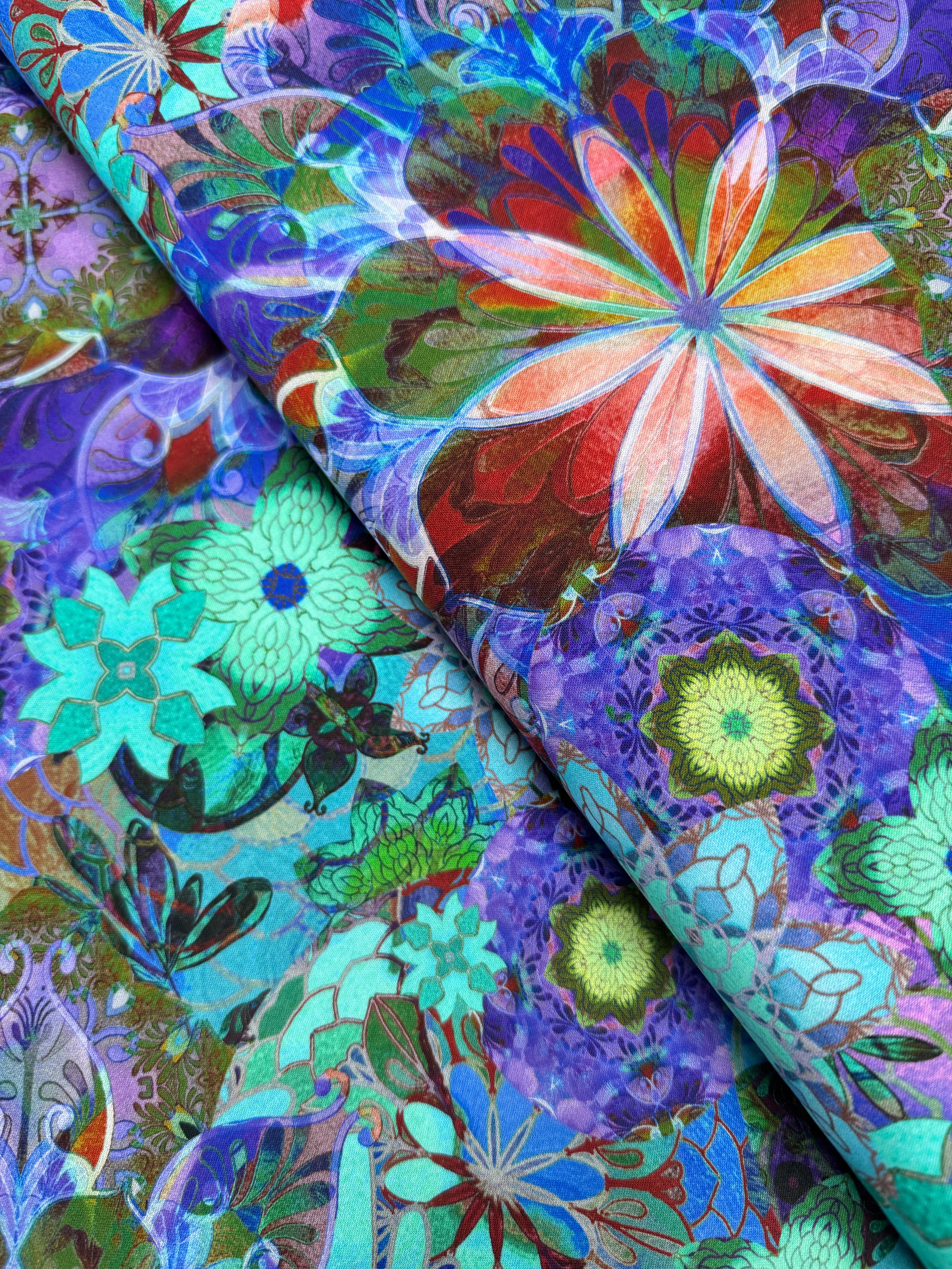 Venice – Florals Jewel Fabric by Christiane Marques for Robert Kaufman, vibrant cotton floral print in jewel tones.