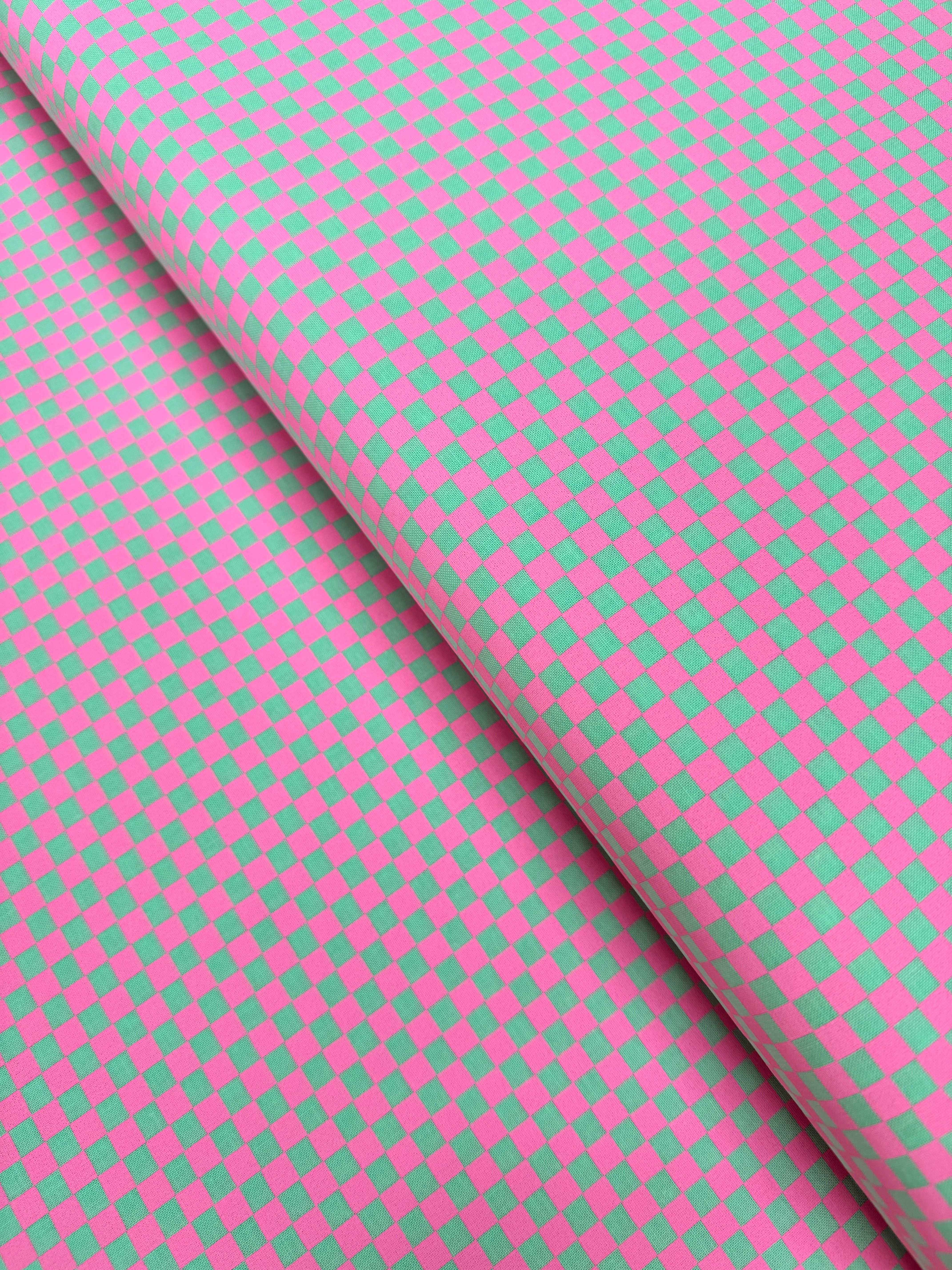 Untamed – Check Please Cosmic Fabric by Tula Pink for Free Spirit. Checkerboard cotton with vivid neon and fluorescent accents.