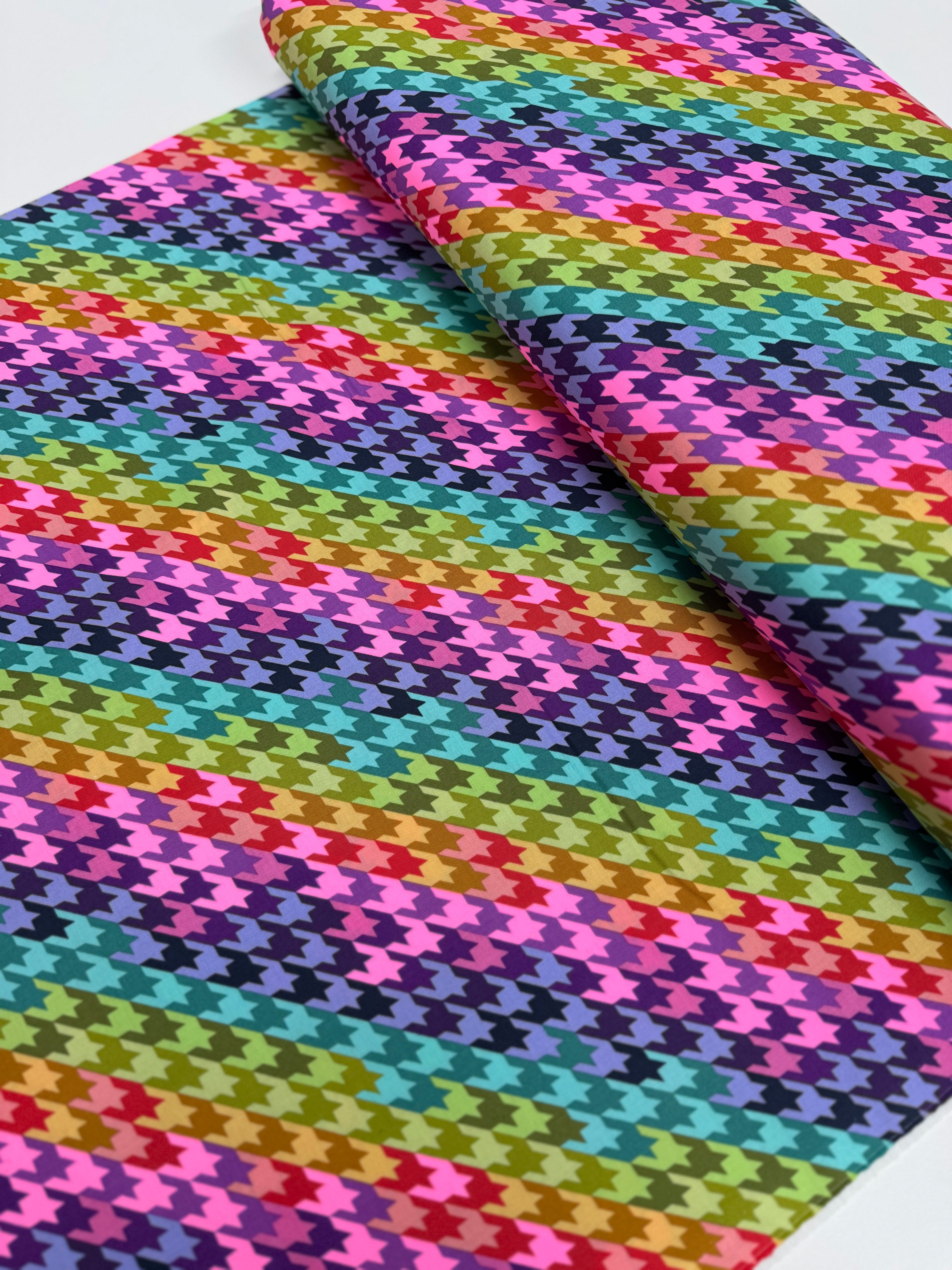 Sweet Tooth Cosmic Fabric by Tula Pink – colorful neon print with candy shapes on 100% cotton for Free Spirit Fabrics.