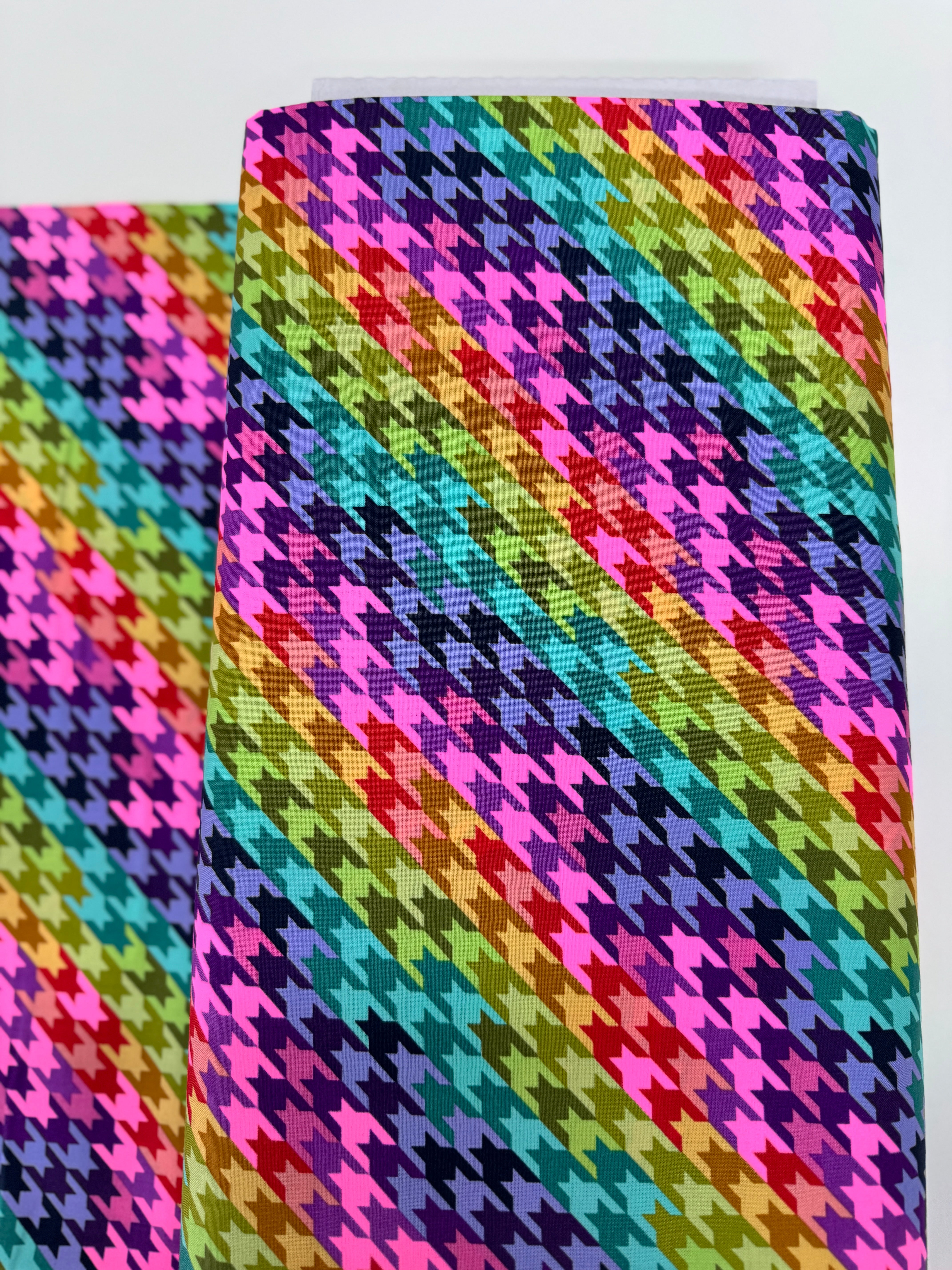 Sweet Tooth Cosmic Fabric by Tula Pink – colorful neon print with candy shapes on 100% cotton for Free Spirit Fabrics.