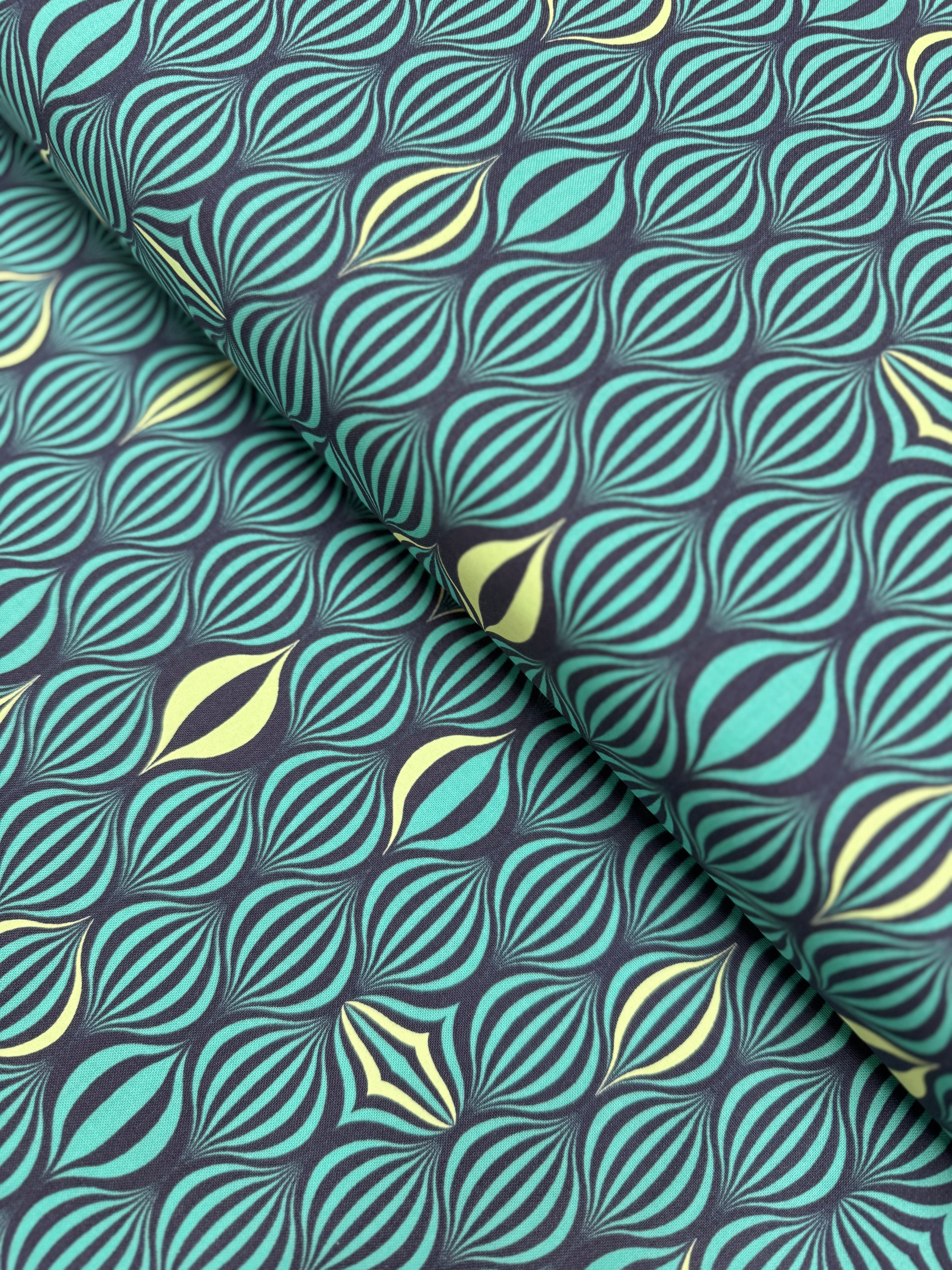 Light the Way Moonbeam fabric by Tula Pink – neon lantern print on 100% cotton for Free Spirit Fabrics.