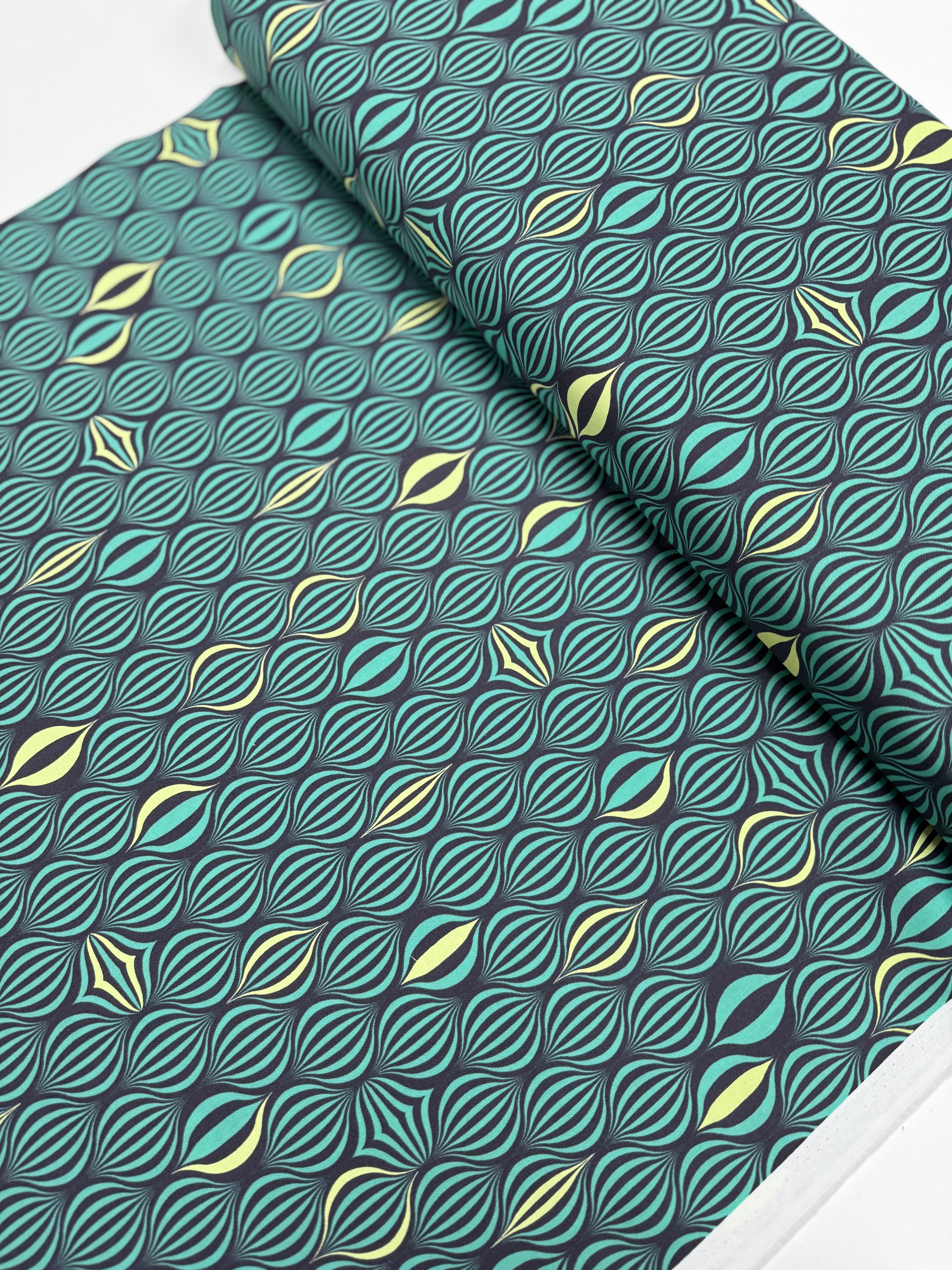 Light the Way Moonbeam fabric by Tula Pink – neon lantern print on 100% cotton for Free Spirit Fabrics.