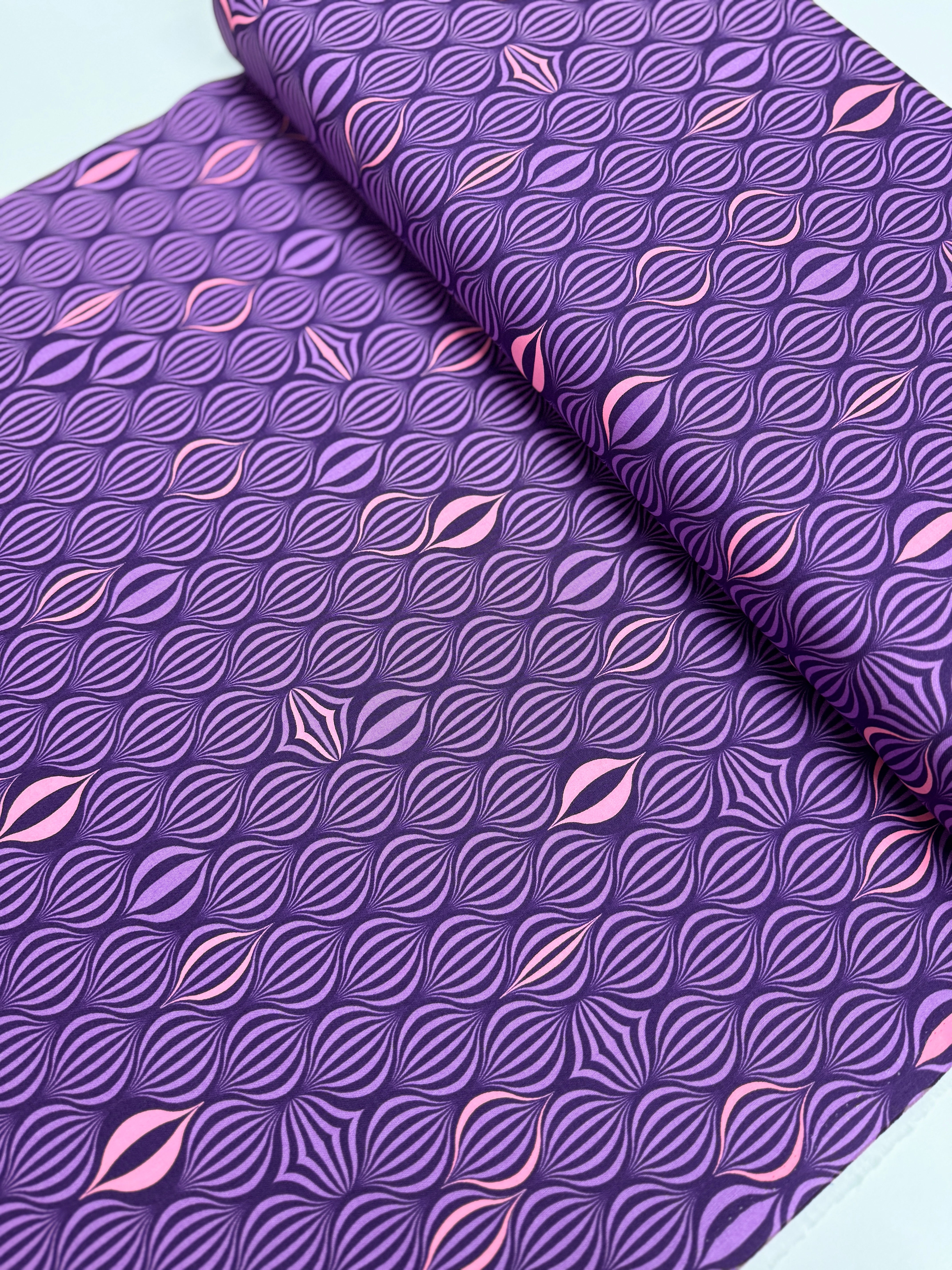 Light the Way Nova fabric by Tula Pink – neon glowing lantern motifs on 100% cotton for Free Spirit Fabrics.