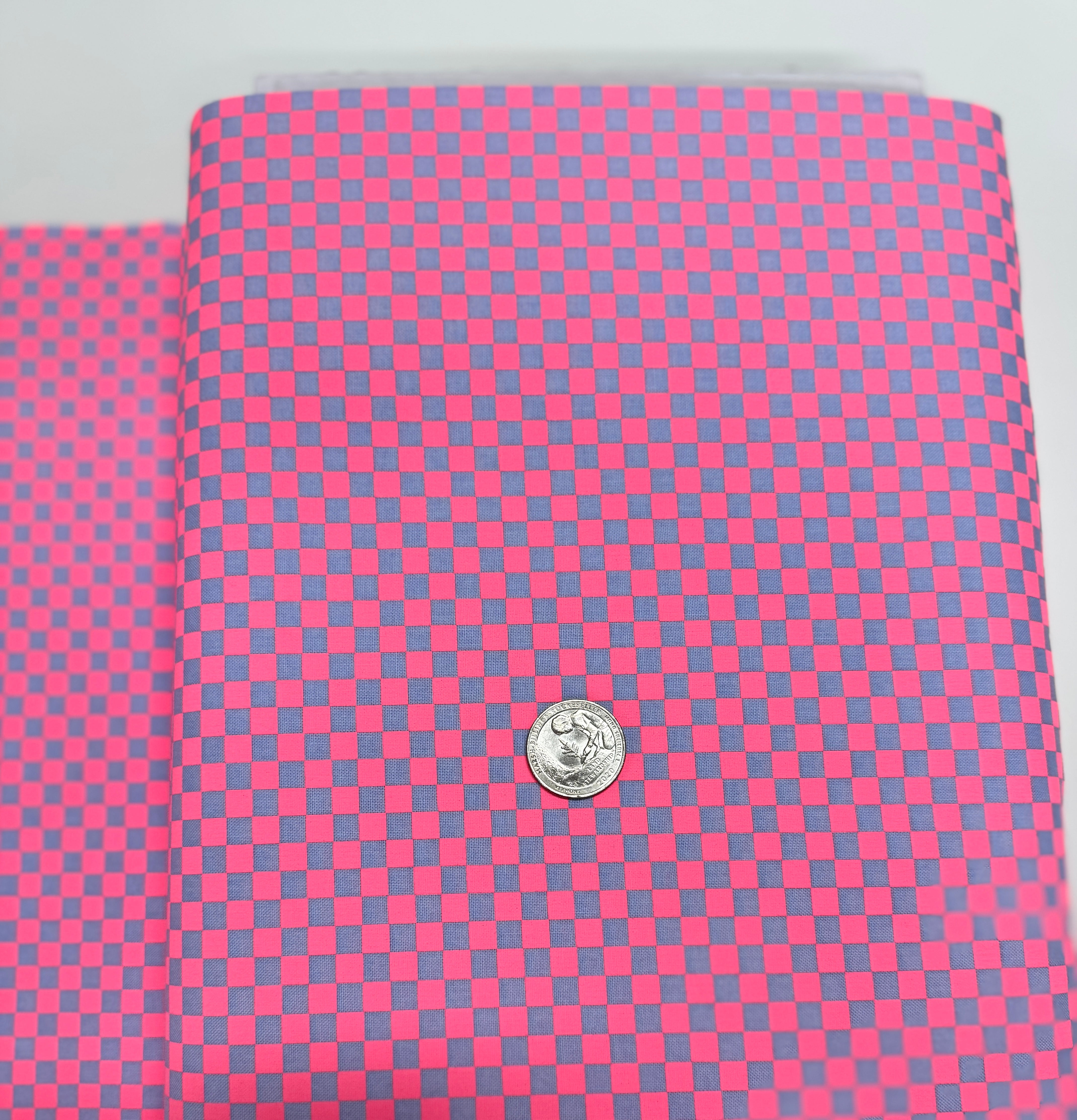 Check Please Nova fabric by Tula Pink – neon checkerboard cotton with fluorescent accents for Free Spirit Fabrics.